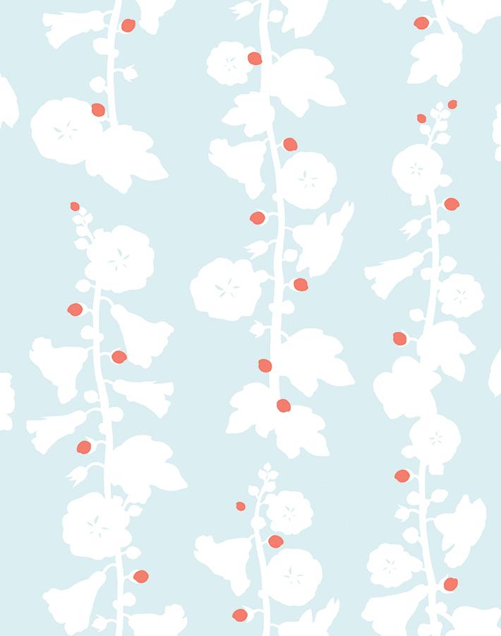 Clare V. Sky 'Hollyhock' Wallpaper - Premium Floral Peel & Stick Wallpaper for Bedroom, Nursery, or Home Office Decor
