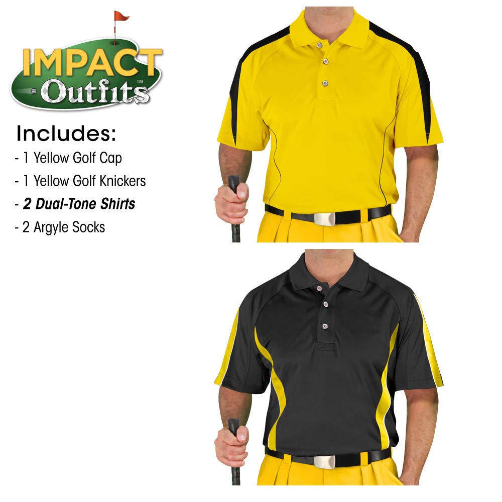 Impact Golf Outfits for Men - Stylish Yellow Golf Shirts & Pants - Perfect for Golf Tournaments & Casual Wear