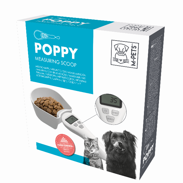 M PETS Poppy Measuring Scoop for Dog & Cat Food - Accurate Portion Control for Pet Nutrition - Perfect for Dry & Wet Food, Treats, Supplements