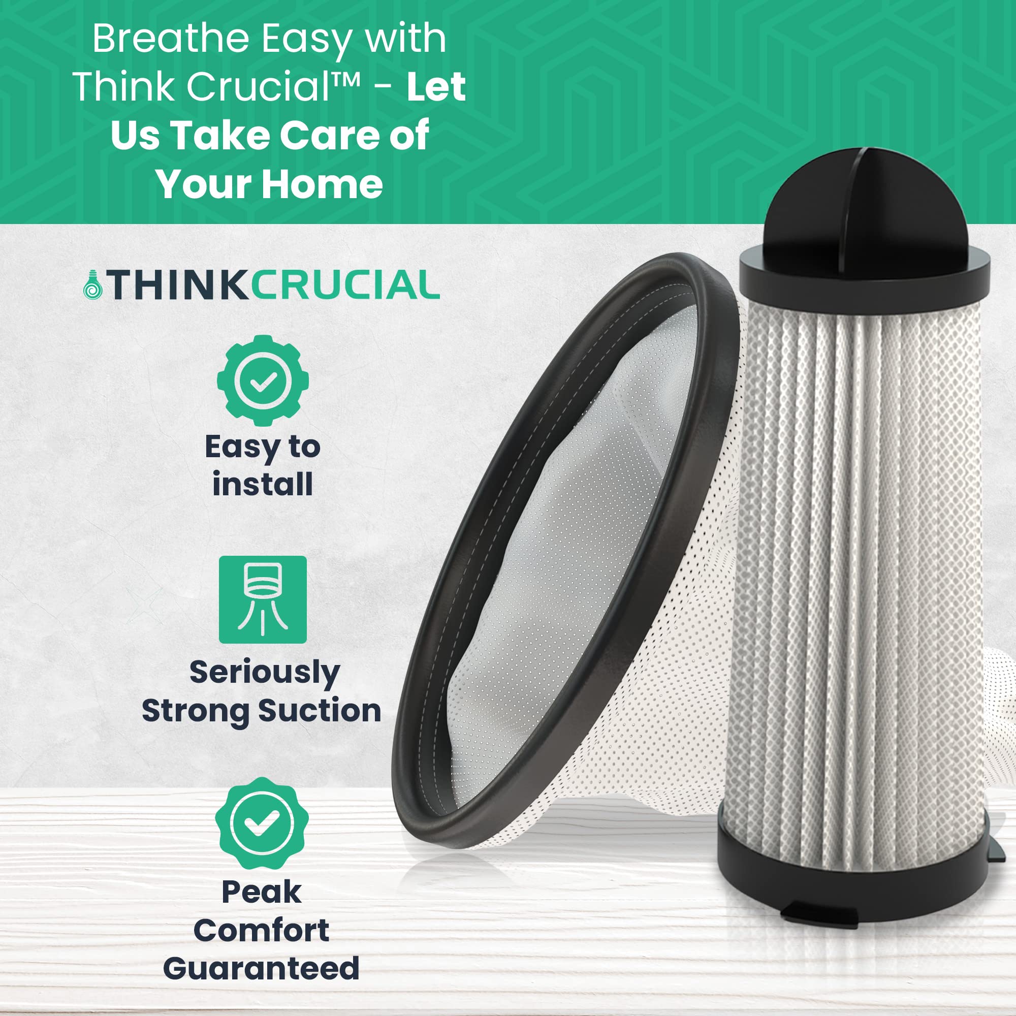 Think Crucial Replacement Vacuum Bag and Filter - Compatible with Hoover Part #2KE2110000, 2-KE2110-000 - Fits Hoover Vacuum Models C2401, RY4001 - Bulk (1 Bag & 1 Filter) - Perfect for Home Cleaning, Pet Hair Removal, and Allergen Reduction