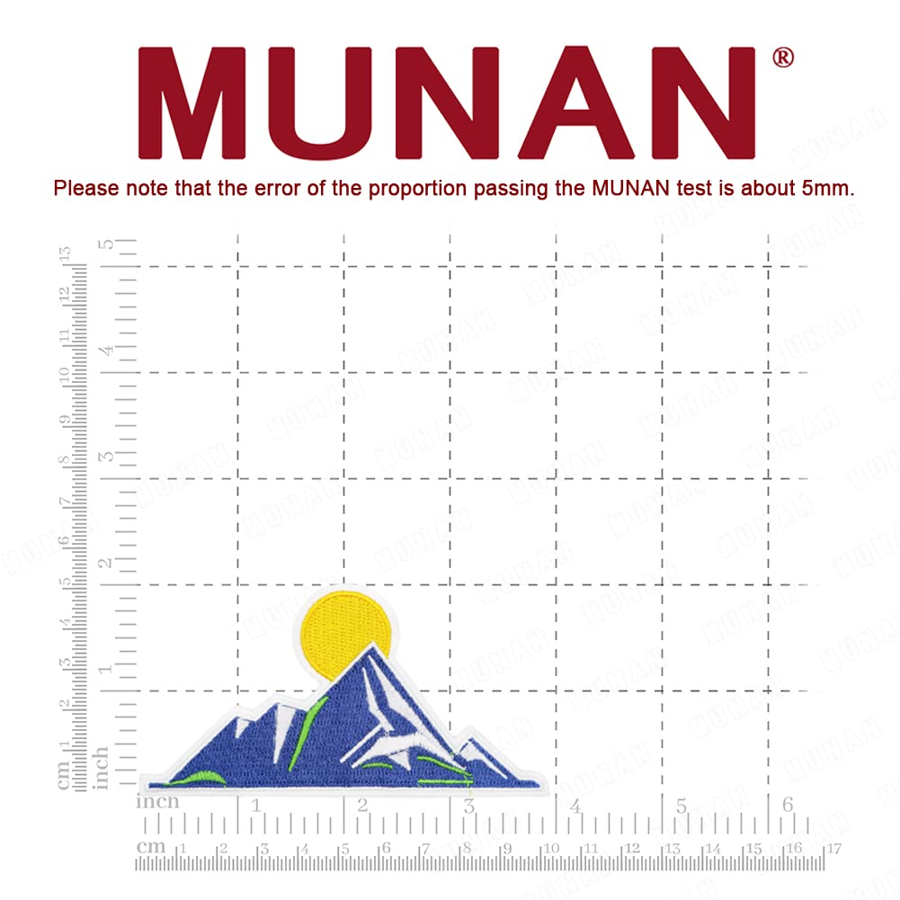 MUNAN Mountain Embroidered Iron On Patch - Sew On Applique Badge for Jackets, Hats, Backpacks & DIY Crafts - Outdoor Adventure & Camping Style Accessory