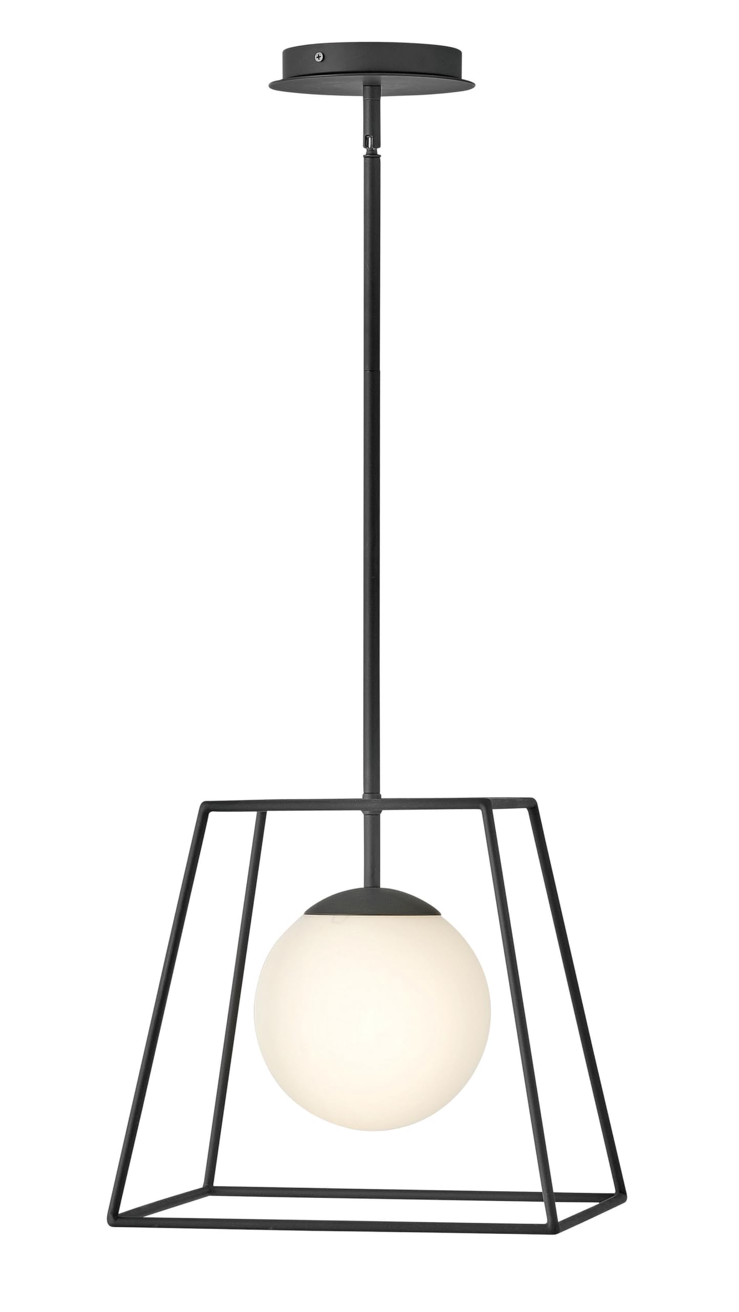 Hinkley Jonas Collection Black Open Frame Pendant Light with Etched Opal Glass - Modern Ceiling Lighting for Dining Room, Kitchen Island & Entryway