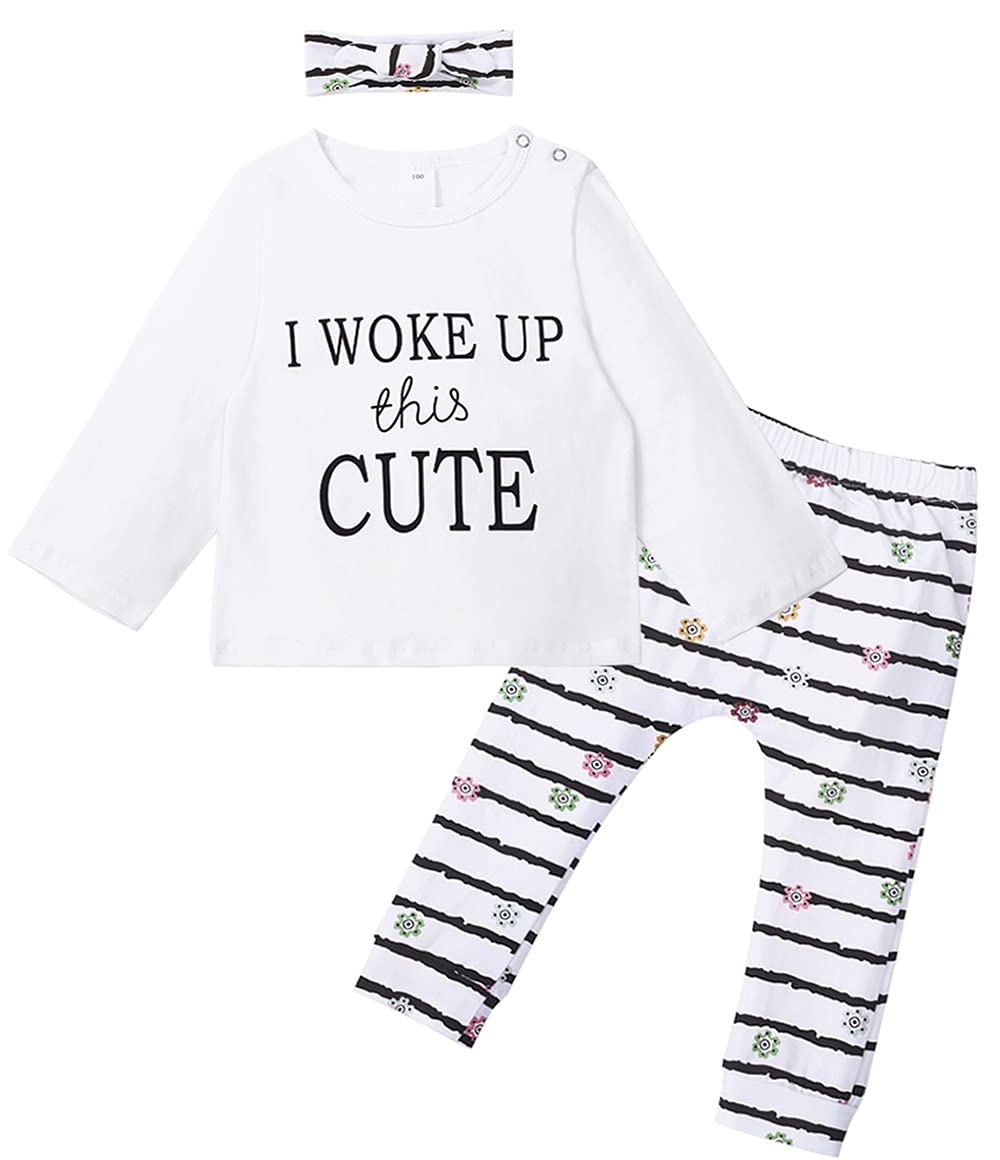 3Pcs Newborn Baby Girl Outfits - Cute Tops, Pants & Headband Set | Soft Cotton Clothing for 0-3 Months | Perfect for Photos, Parties & Daily Wear