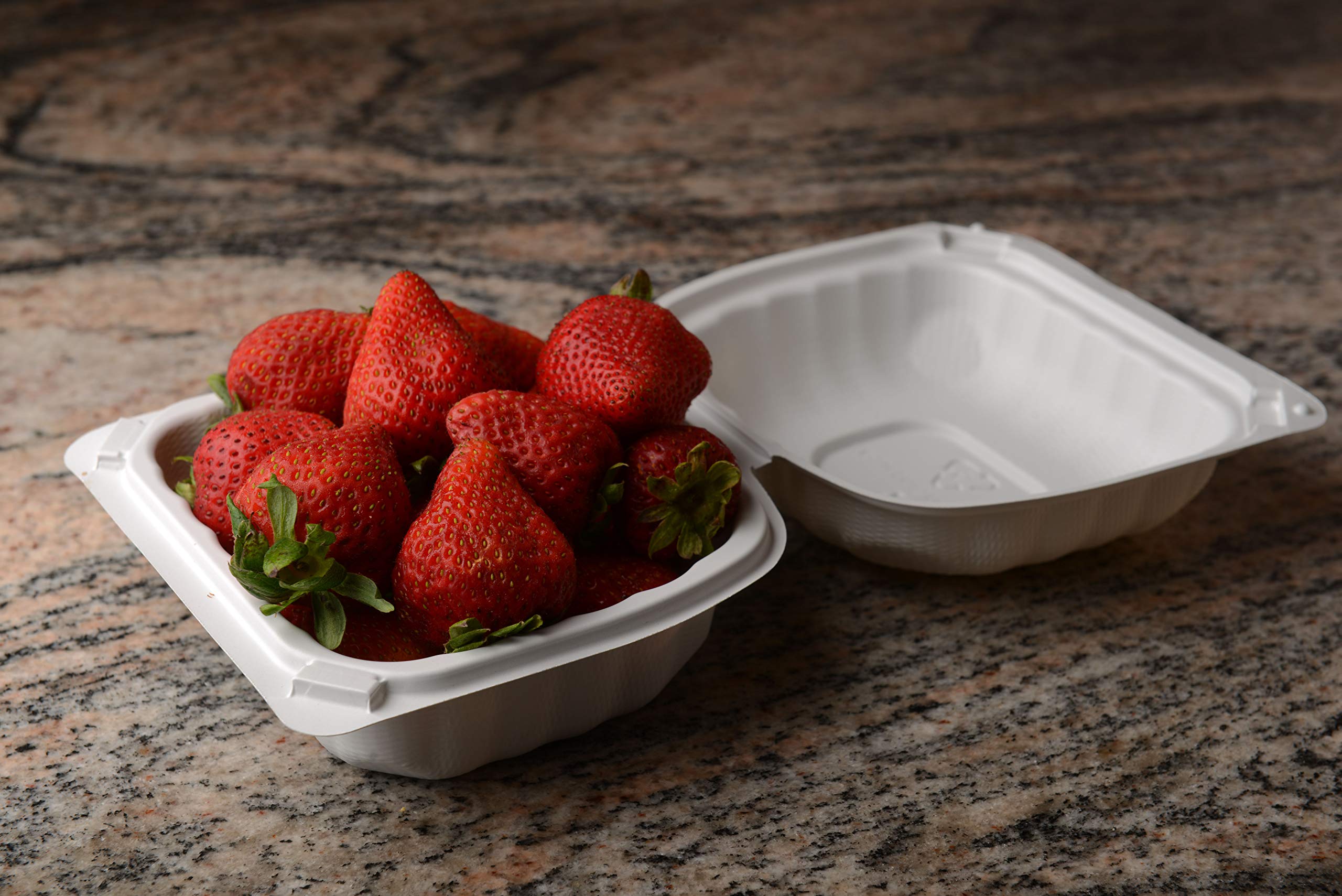 [800 Pack] 6x6 Inch Eco-Friendly Clamshell Takeout Containers - Mineral Filled Polypropylene, Microwave Safe, Biodegradable & Recyclable - Heavy Duty Restaurant Supplies for Food Delivery, Catering & Meal Prep
