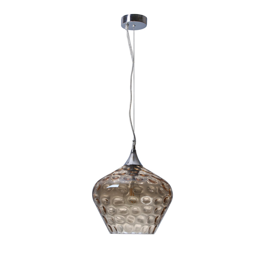 Vintage Amber Glass Shade Hanging Pendant Light - Industrial Style Ceiling Lamp for Kitchen Island, Dining Room & Bedroom Lighting