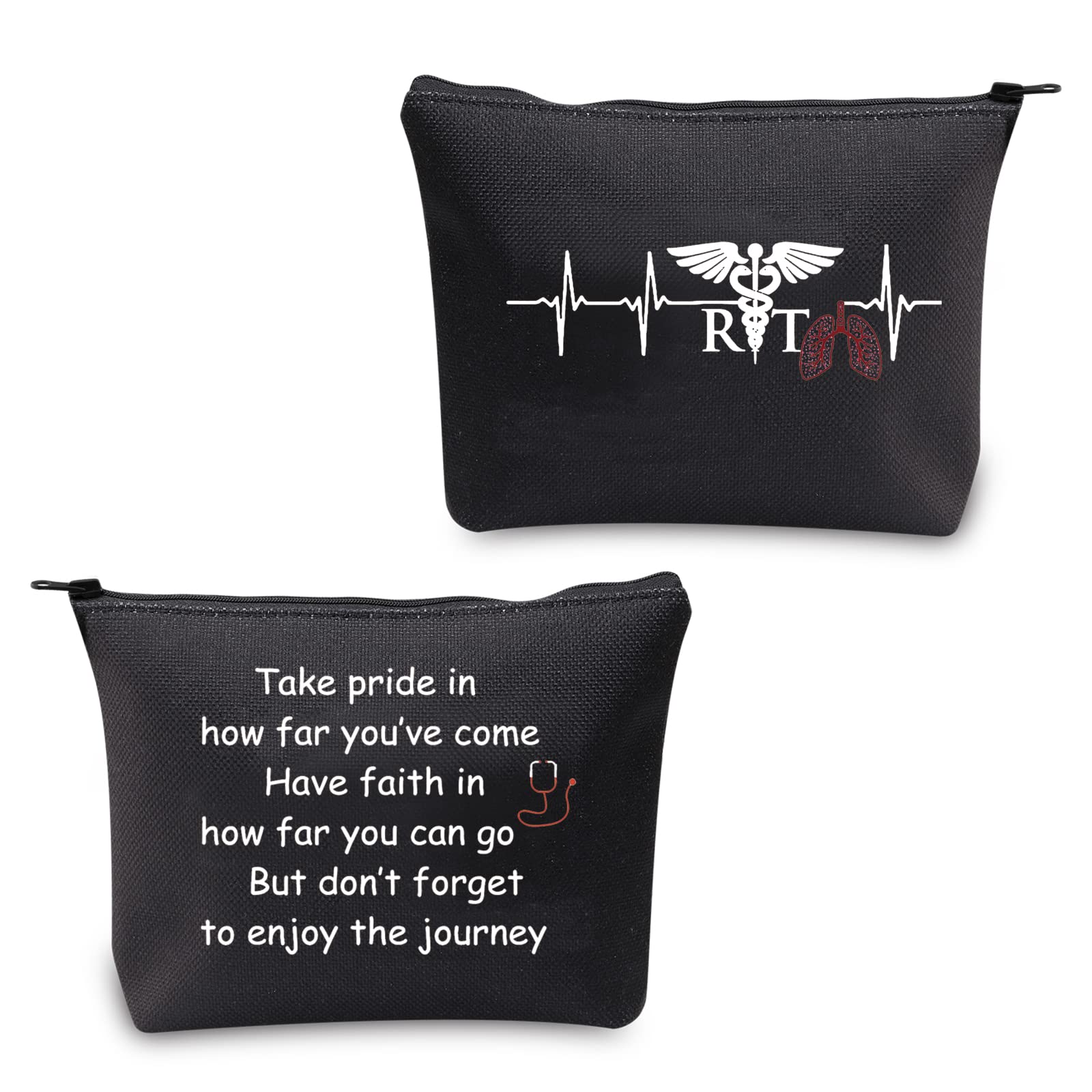 Premium Respiratory Therapist Gifts - RT Themed Makeup Bag & Cosmetic Pouch | Travel Toiletry Case, Purse Organizer with Zipper (Black) - Perfect for Medical Professionals, Clinical Use & On-the-Go Essentials