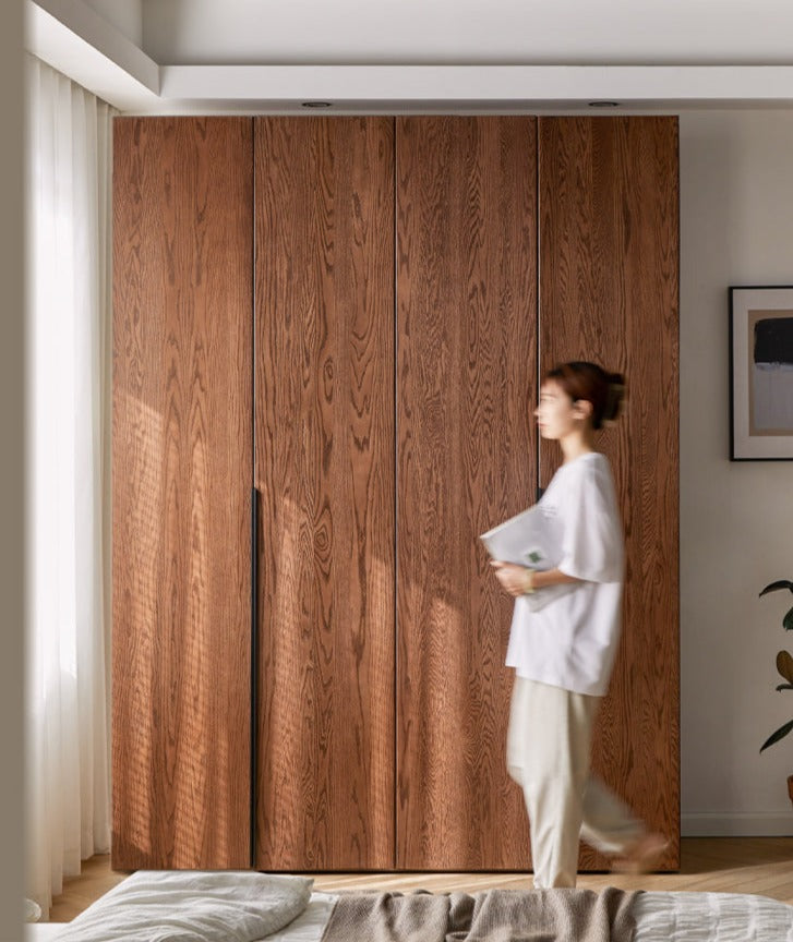 Solid Oak Wood Wardrobe - Spacious & Durable Closet Organizer for Bedroom, Living Room, or Walk-In Closet Storage