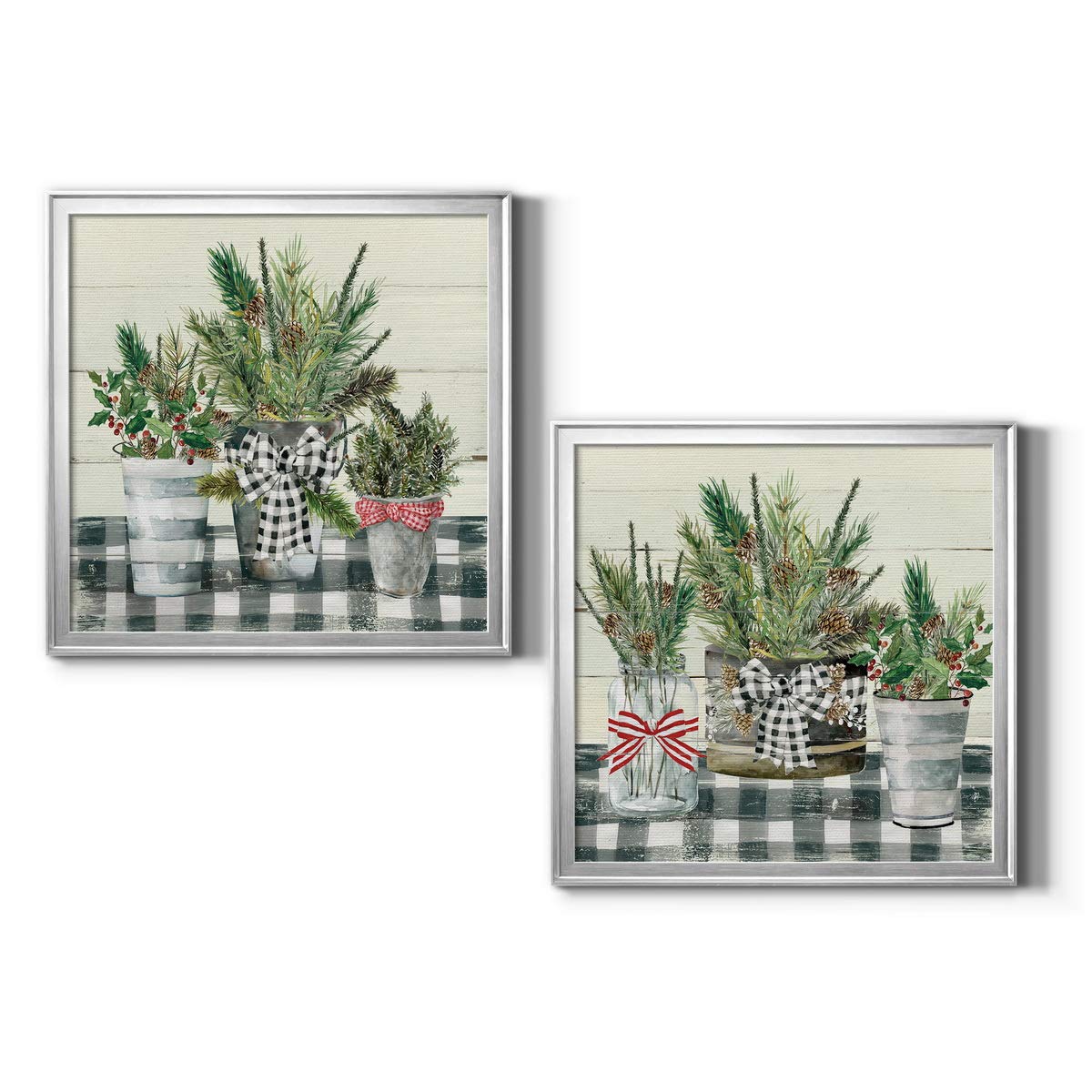 Renditions Gallery Christmas Canvas Wall Art - Silver Framed Holiday Décor with Hot Chocolate & Gingerbread House Design (34X34) - Perfect for Living Room, Bedroom & Christmas Home Decoration