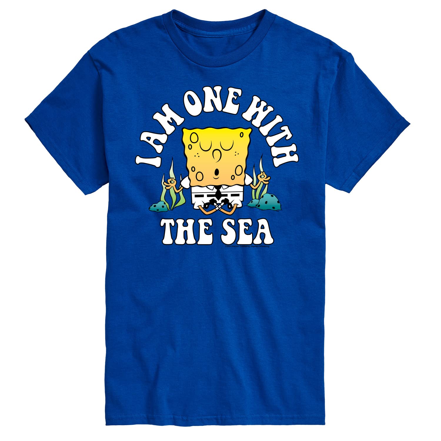 HYBRID APPAREL Spongebob Squarepants 'I'm One with The Sea' Men's Graphic T-Shirt - Soft Cotton Short Sleeve Tee for Casual Wear, Beach Outings & Cartoon Lovers