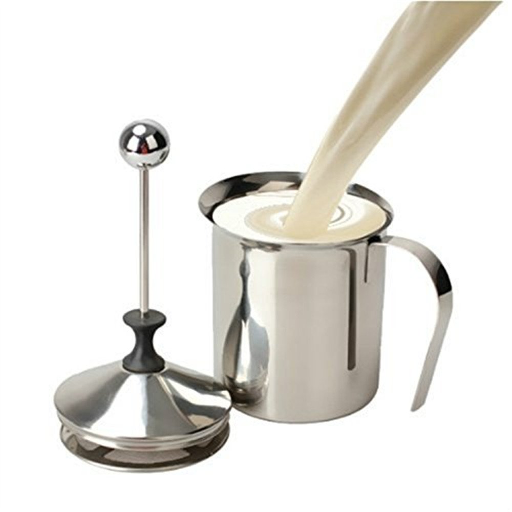 EVTSCAN 400ml Stainless Steel Milk Frother with Double Mesh - Electric Handheld Milk Creamer for Coffee, Latte, Cappuccino - Perfect for Home, Office & Cafe Use