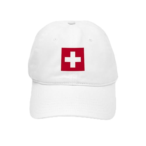 White - Switzerland Swiss Suisse (Ch) Flag Cap