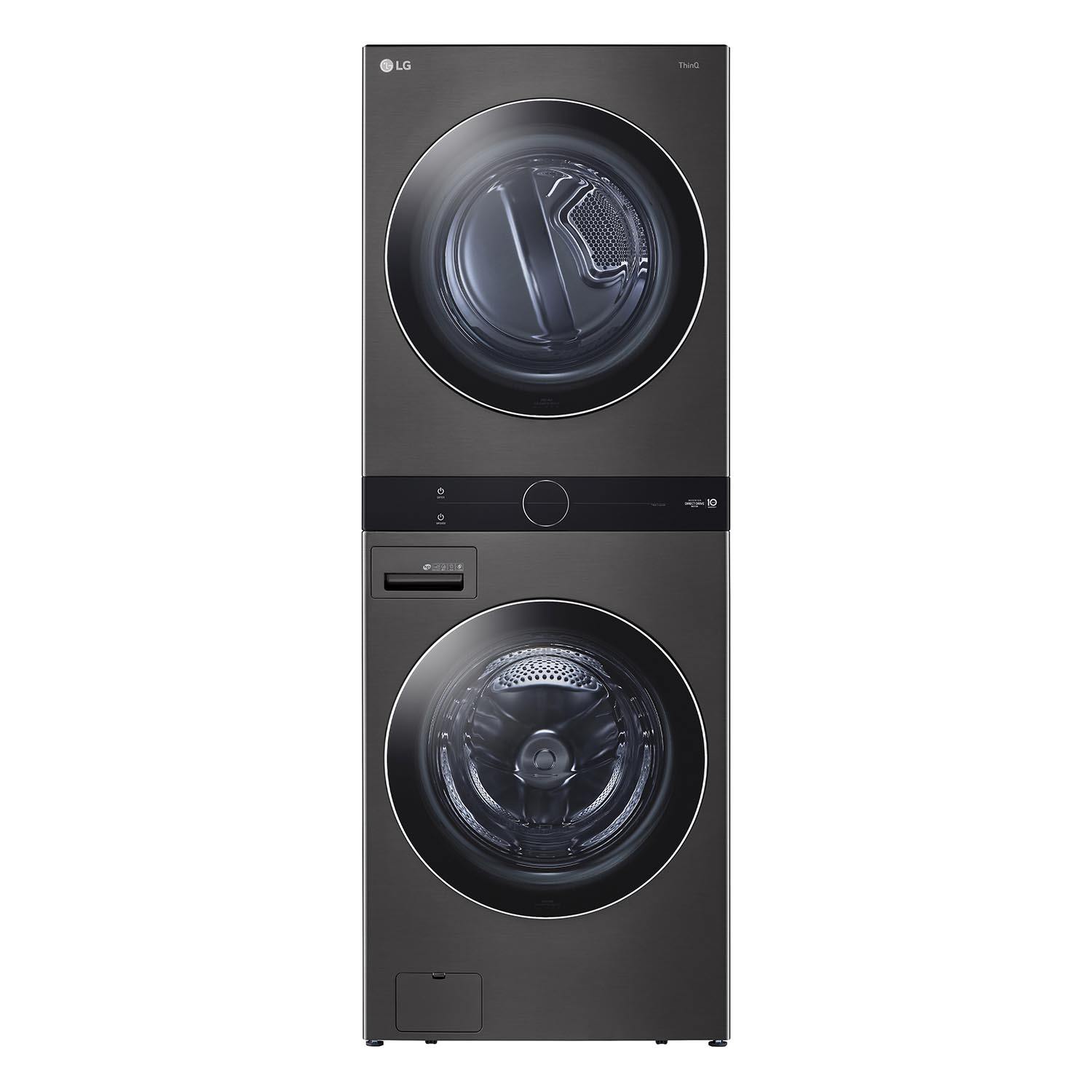 LG WKGX201HBA 5.2 Cu. Ft. Front Load Washer & 7.4 Cu. Ft. Gas Dryer Set in Black Stainless Steel - Perfect for Laundry Room, Apartment & Home Use