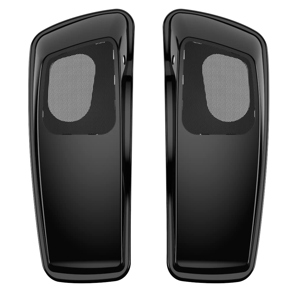 Vivid Black 6x9 Motorcycle Speaker Lids for Harley FLH Touring Hard Saddle Bags (2014+ Models) - Waterproof Stretched Bag Covers for Enhanced Audio & Road Trips