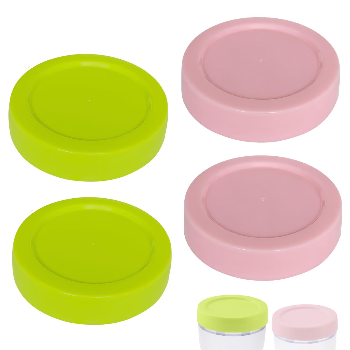 ROMIRUS Baby Bottle Screw Lids - 4 Pack (2 Green + 2 Pink) Storage Travel Caps for Comotomo Bottles | Leak-Proof Replacement Lids | Perfect for Daycare, Travel & On-the-Go Feeding