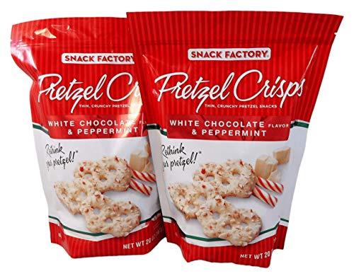 Snack Factory Pretzel Crisps Peppermint Chocolate & White Chocolate Flavored - 1.25 Pound (Pack of 2) - Perfect for Holiday Gifts, Party Snacks & Office Treats