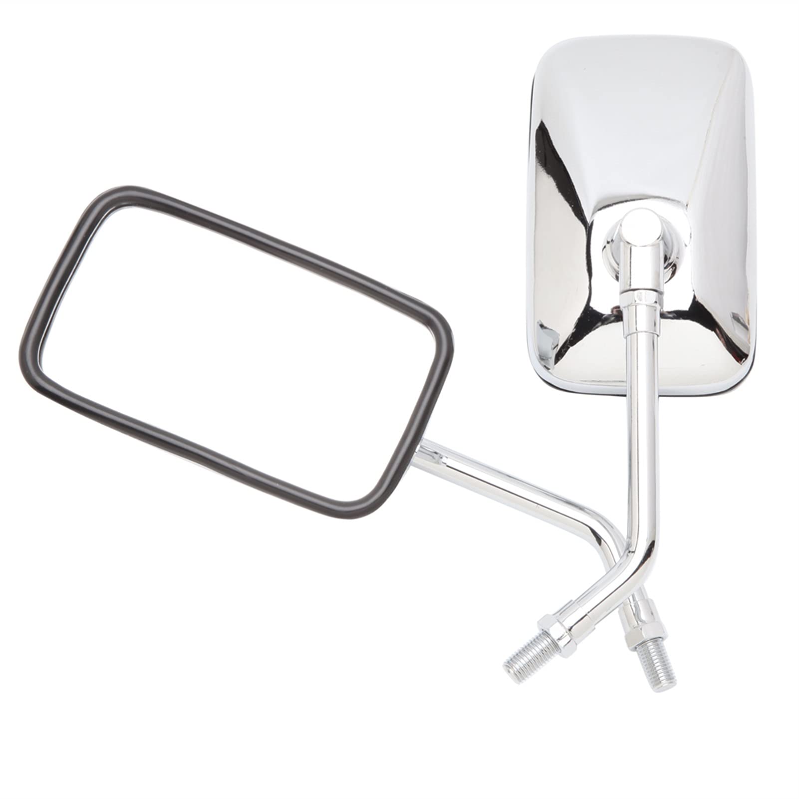 Universal 8-10mm Chrome Aluminum Motorcycle Rearview Mirrors - 1 Pair Rectangle Design for Honda Shadow Spirit 750/1100 & VTX1300/VTX1800 - Durable Bike Mirror Accessories for Enhanced Safety & Style on Cruisers & Touring Rides