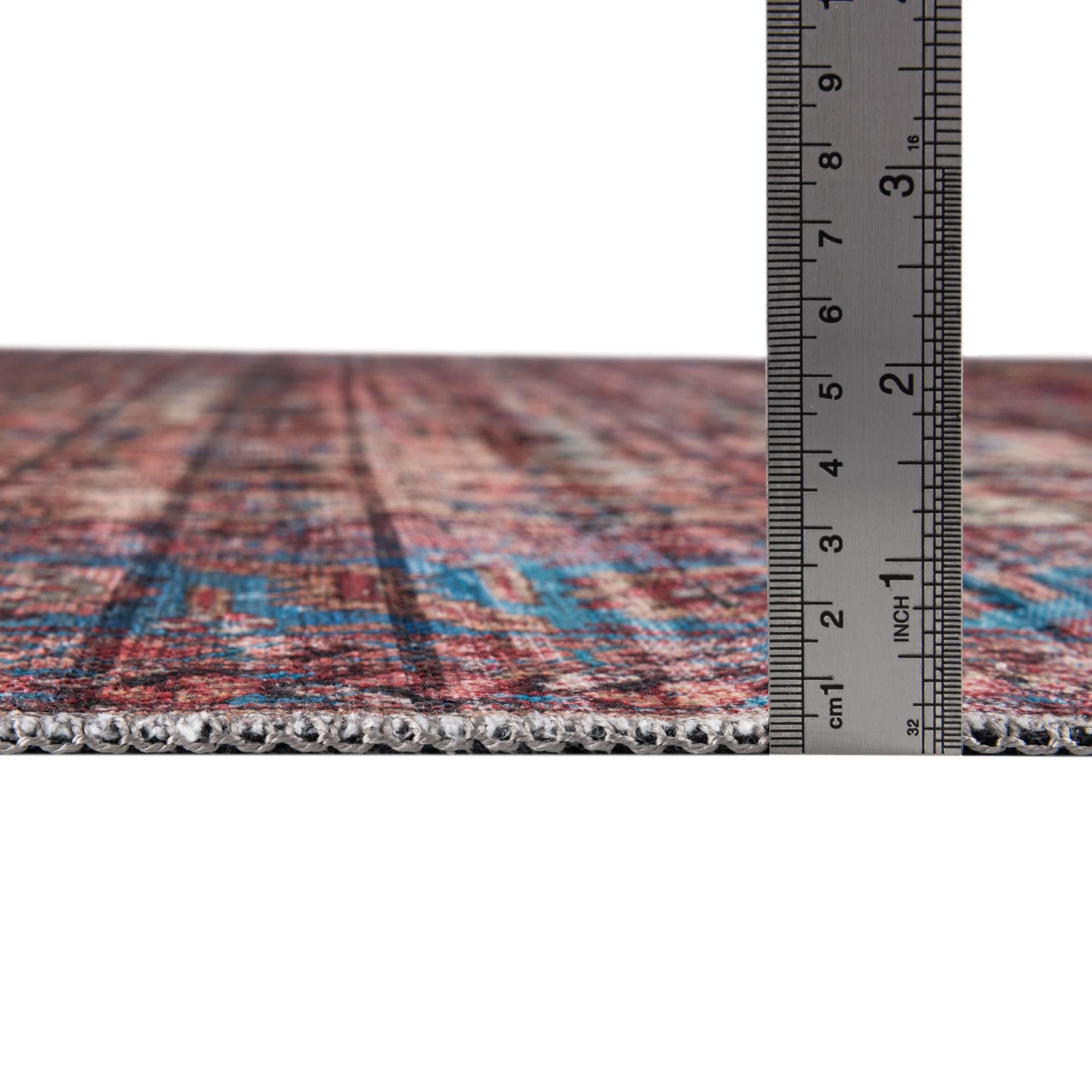 Washable 13 Ft Runner Rug - Maahru Collection Low-Pile Pink Carpet for Hallway & Entryway | Durable & Easy-Clean Floor Mat for Home Decor | Perfect for High-Traffic Areas, Living Rooms & Bedrooms