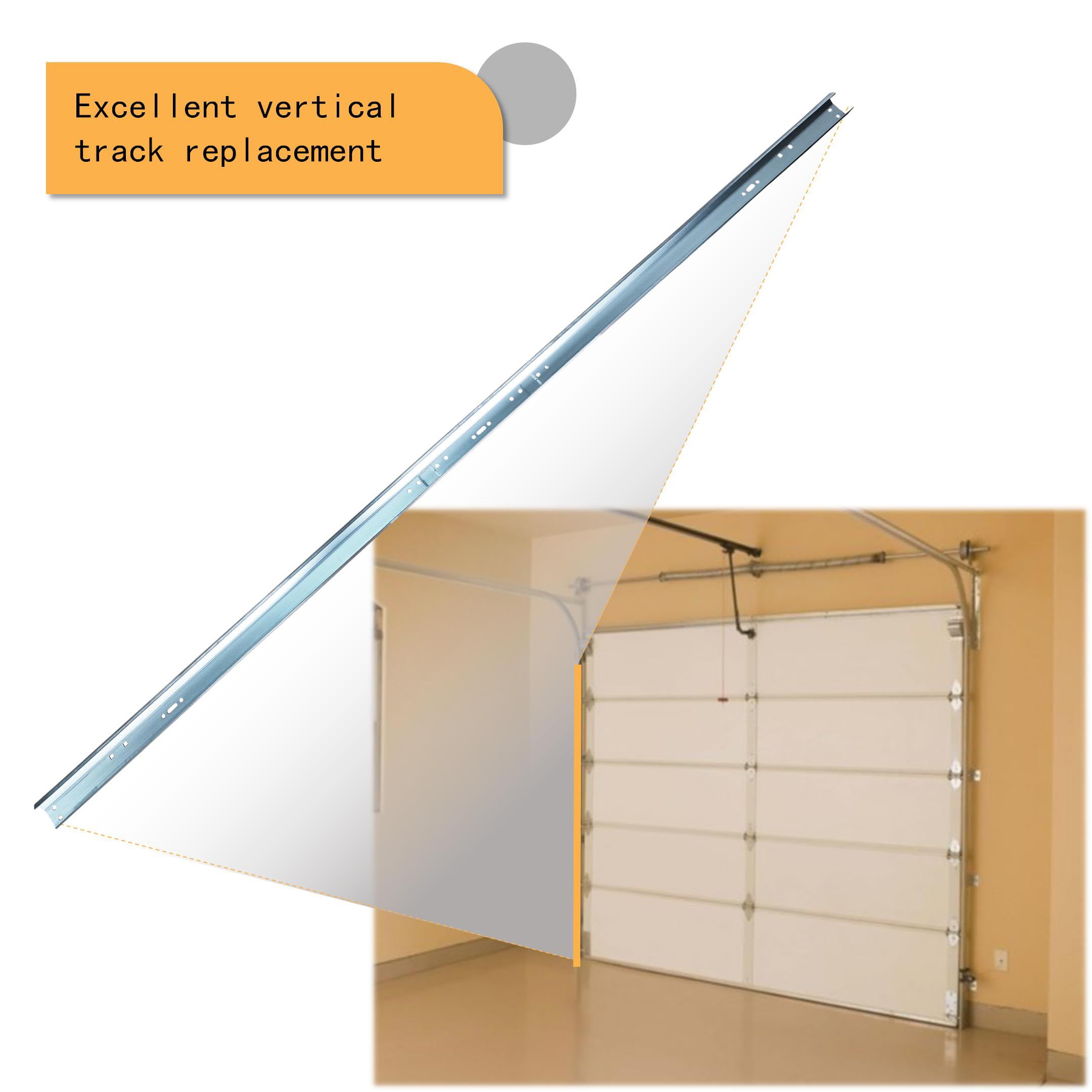 LAJIAOZ 4Pcs Galvanized Steel Garage Door Vertical Track Replacement Kit - Left & Right Rails for 2