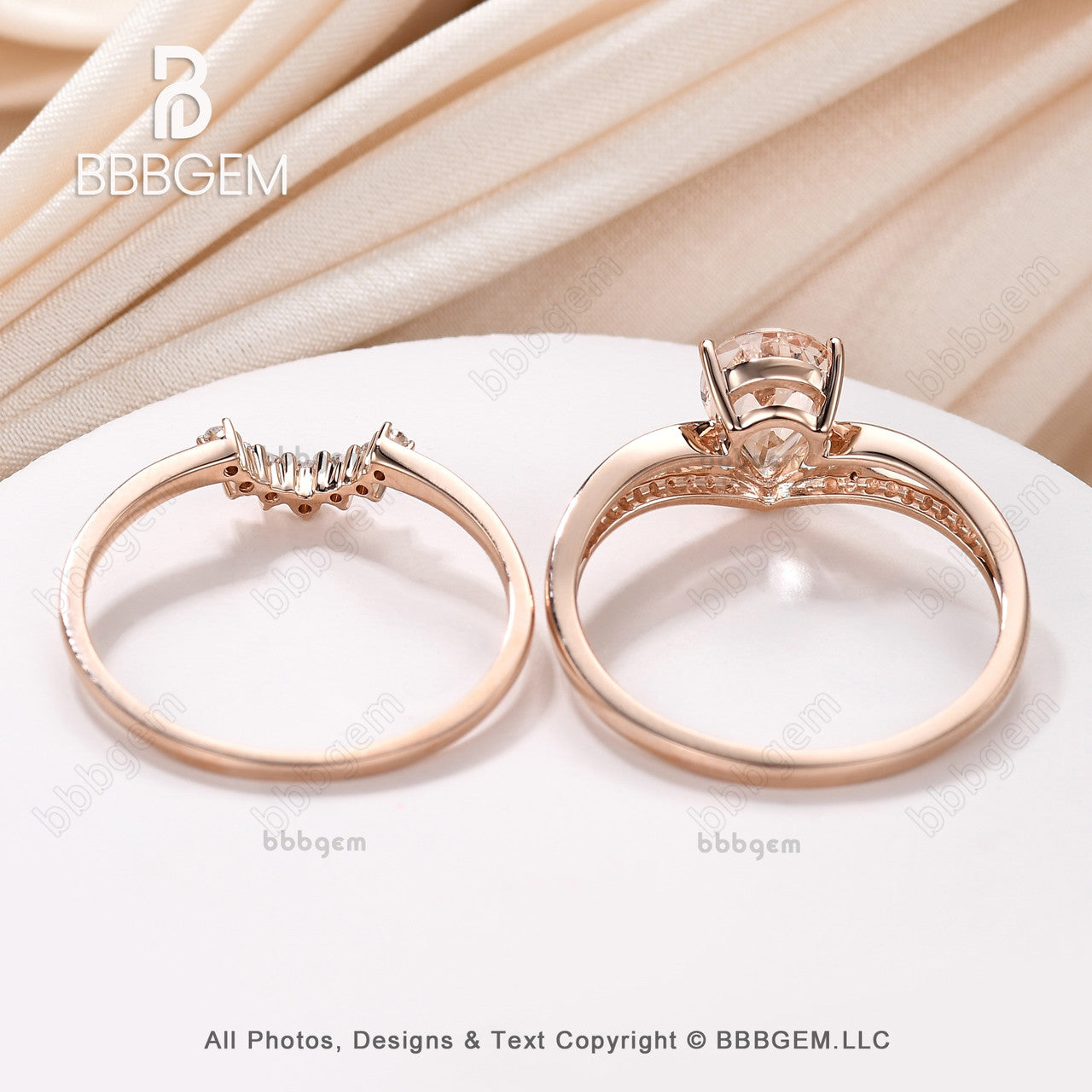 Classic Morganite Engagement Ring Set in Rose Gold – Perfect for Proposals, Weddings & Anniversaries