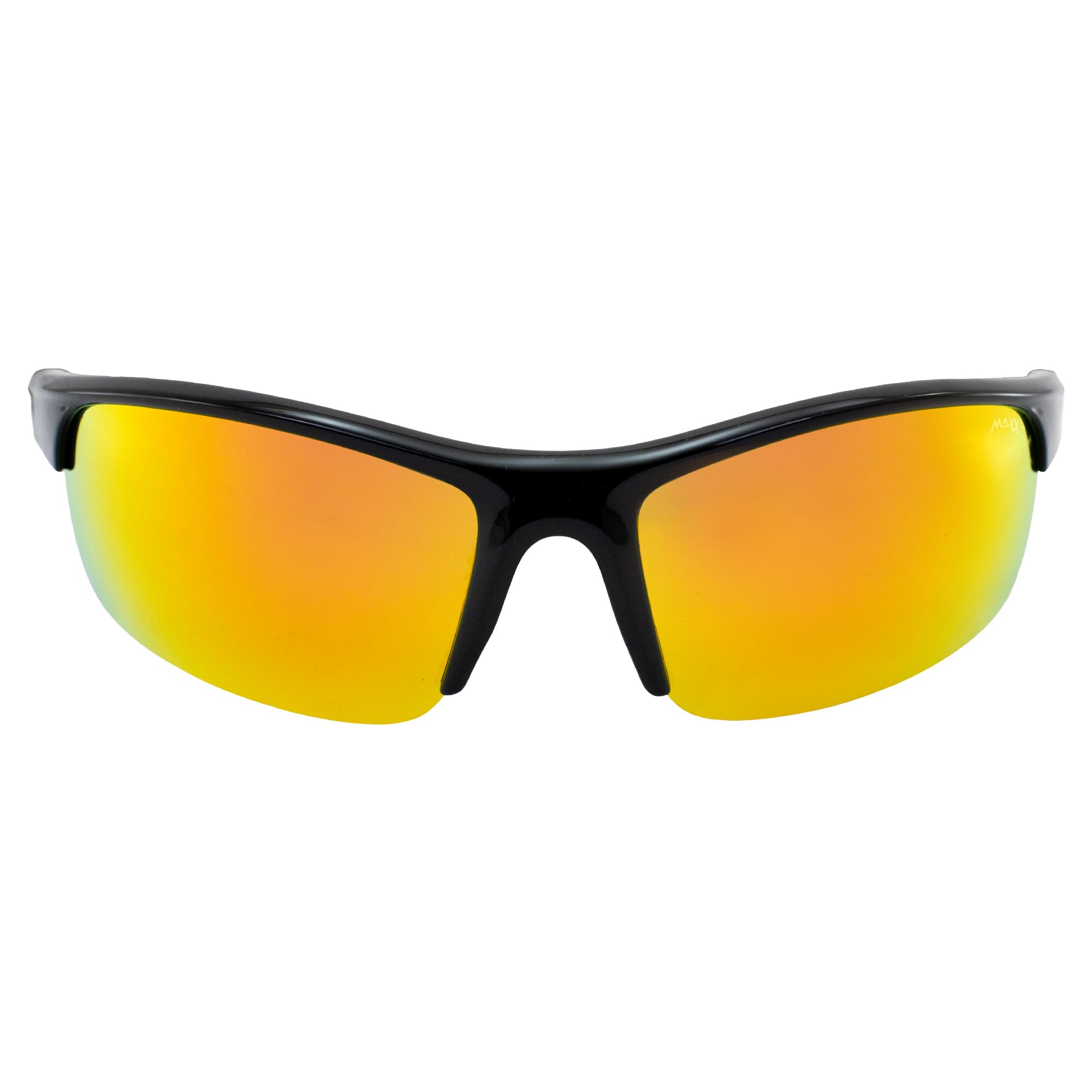 MAXX Switchback Sport Polarized Sunglasses for Golf & Motorcycle Riding - Black Frame with Orange Mirror Lens - UV Protection for Outdoor Sports & Driving