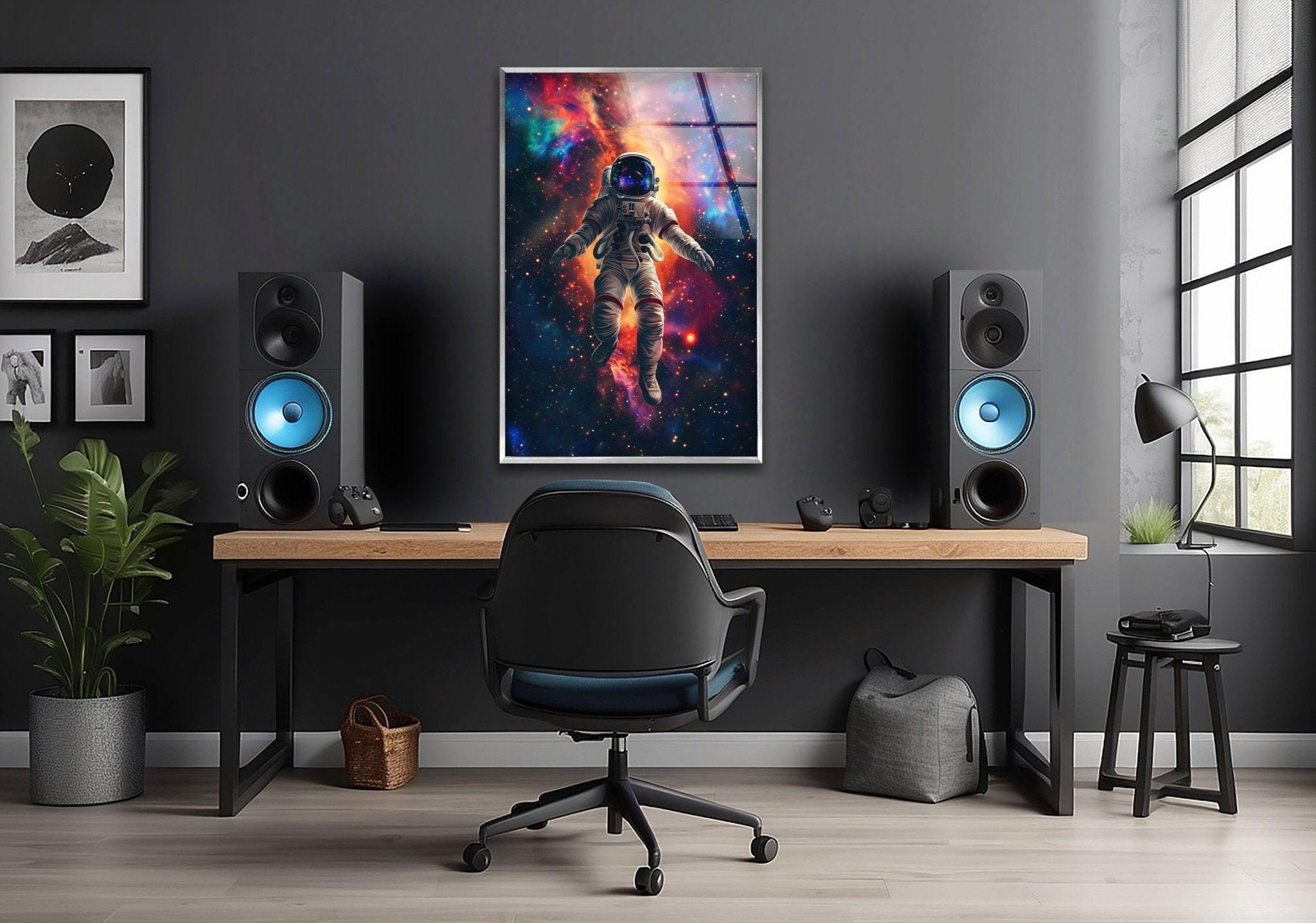 Astronaut in Space Glass Wall Art - Stunning Galaxy Decor for Living Room, Bedroom & Office - Perfect Space Themed Gift for NASA Lovers