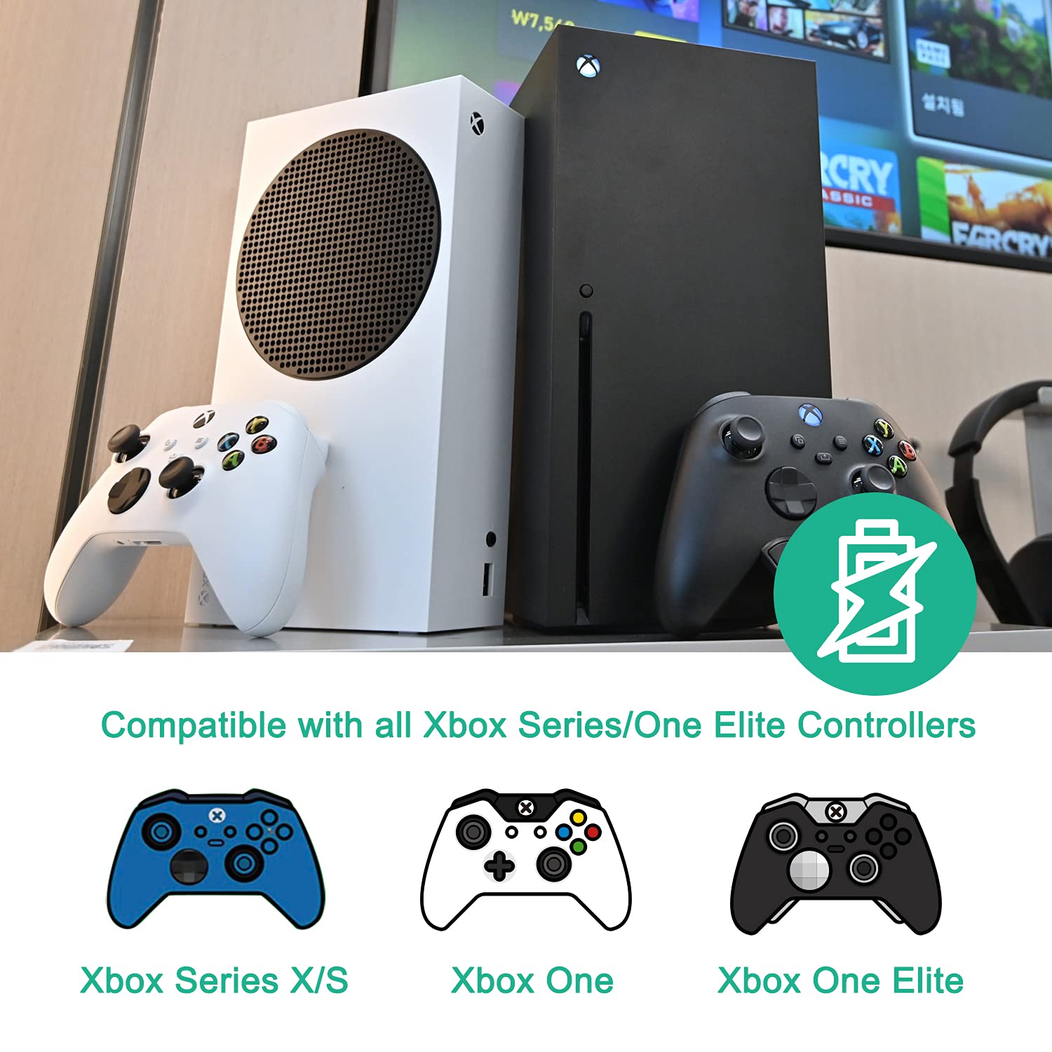 Rechargeable Battery Pack & Charging Dock for Xbox Series X|S & Xbox One Controller - Long-Lasting Power by TechKen - Perfect for Gaming Sessions & Travel