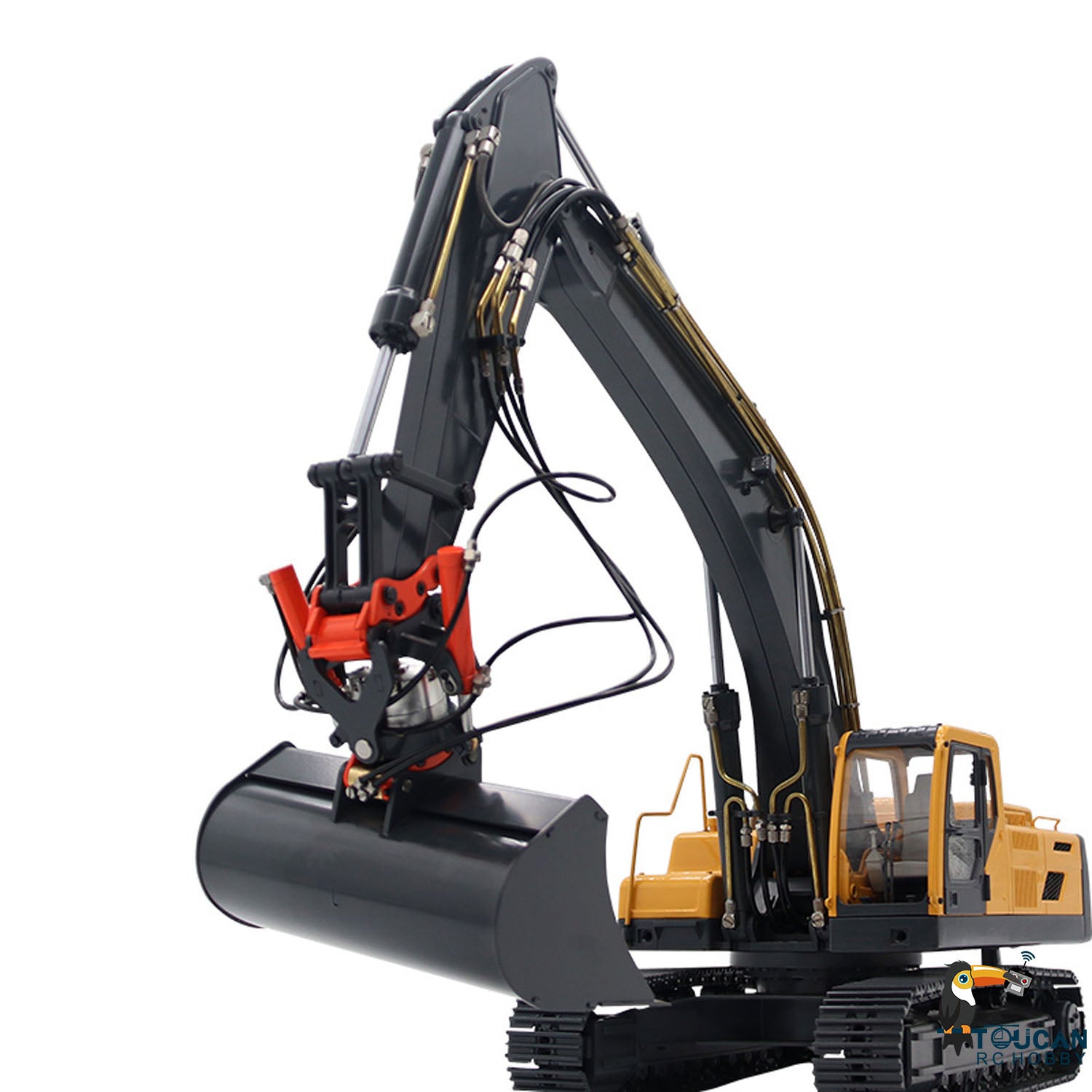 JDM 1/14 EC360 RC Hydraulic Excavator Toy - Radio Controlled Electric Digger V2 RTR Ultimate Edition with FlySky PL18 ESC & Servo Motor - Construction Simulation for Kids & Adults, Outdoor Play & Collectible Display