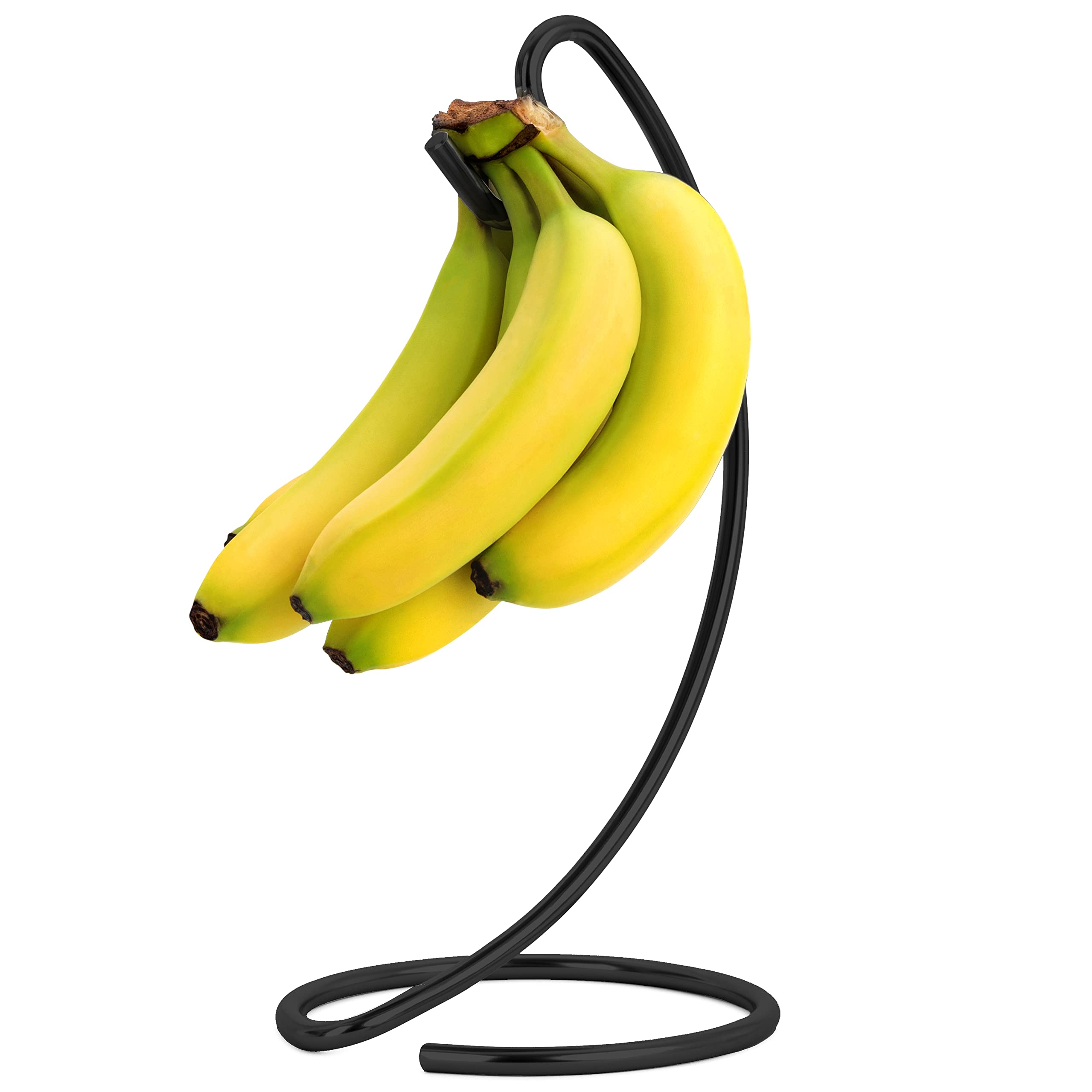 Homeries Modern Banana Holder - Kitchen Countertop Rack, Hanger, Tree Stand Hook - Copper Keeper Stand (Black) | Perfect for Organizing Bananas on Countertops, Pantries & Dining Tables - Ideal for Home, Office & Cafes