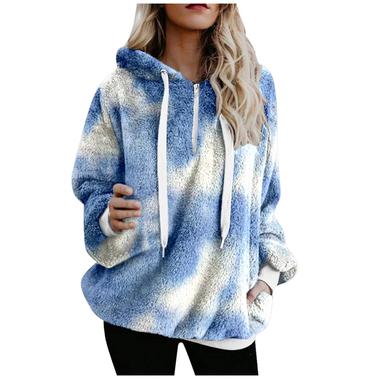 Women's Casual Hooded Cardigan Sweater with Drawstring & Zipper Pockets - Warm Cozy Outerwear for Fall Winter - Perfect for Work, Travel and Daily Wear