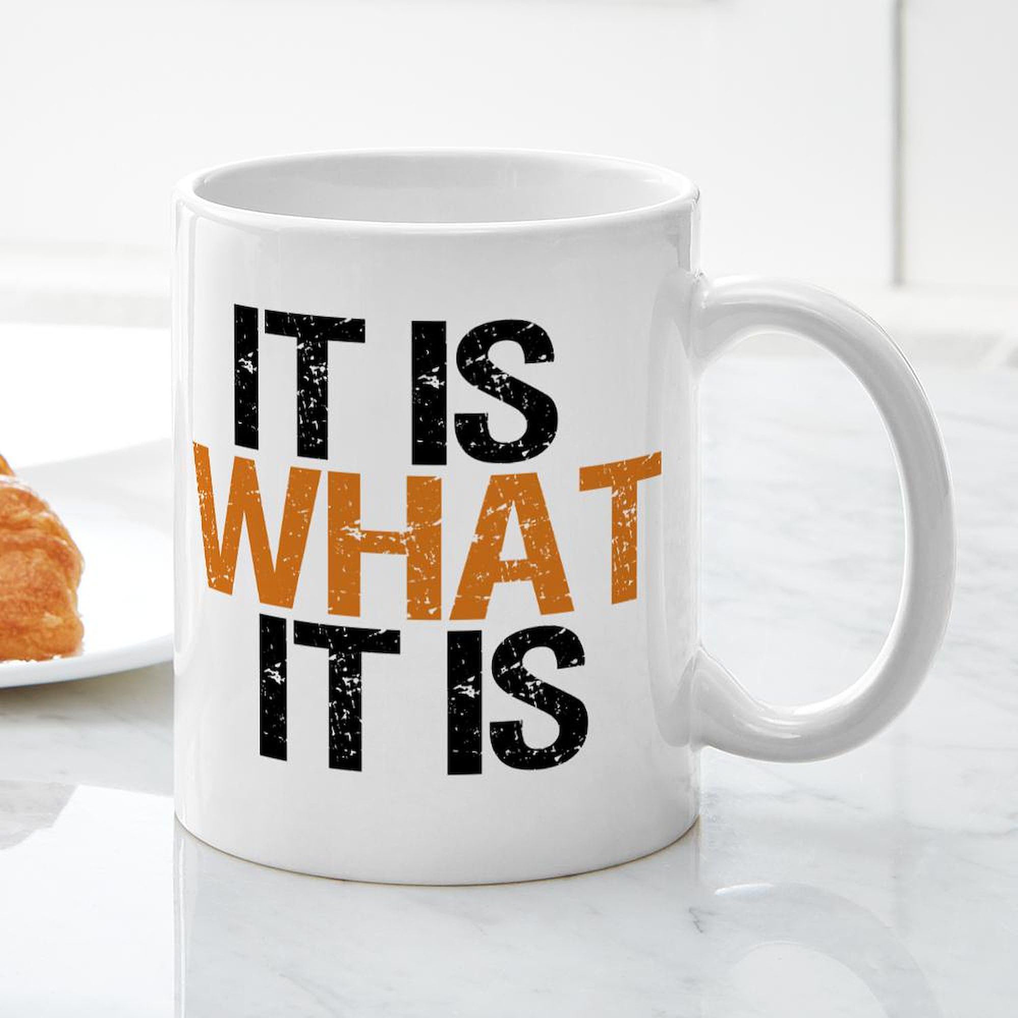 It Is What It Is 11 oz Ceramic Coffee Mug (325ml) - Funny Inspirational Quote Cup for Office, Home & Gifts - Perfect for Tea, Hot Chocolate & Coffee Lovers