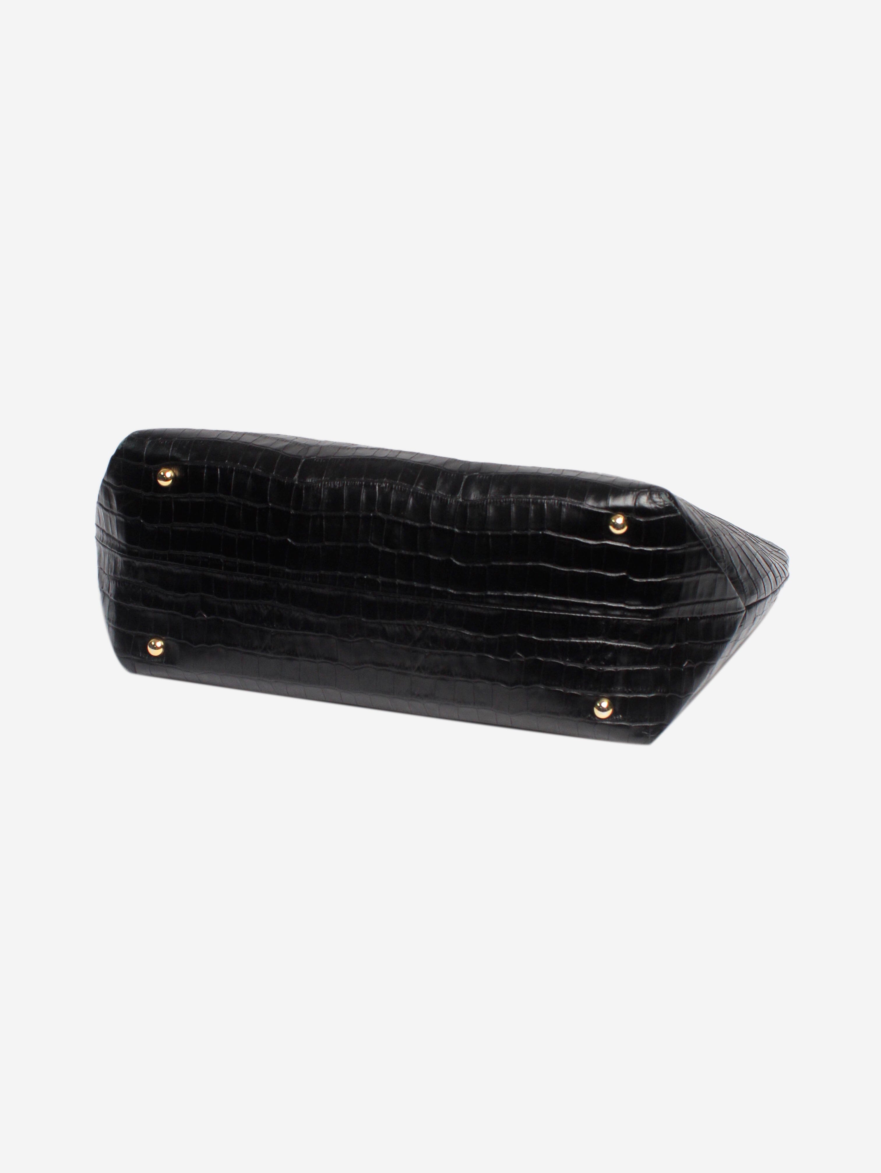 Stylish Black Crocodile Embossed Tote Bag for Women - Fashionable Large Shoulder Bag - Perfect for Work, Travel & Shopping