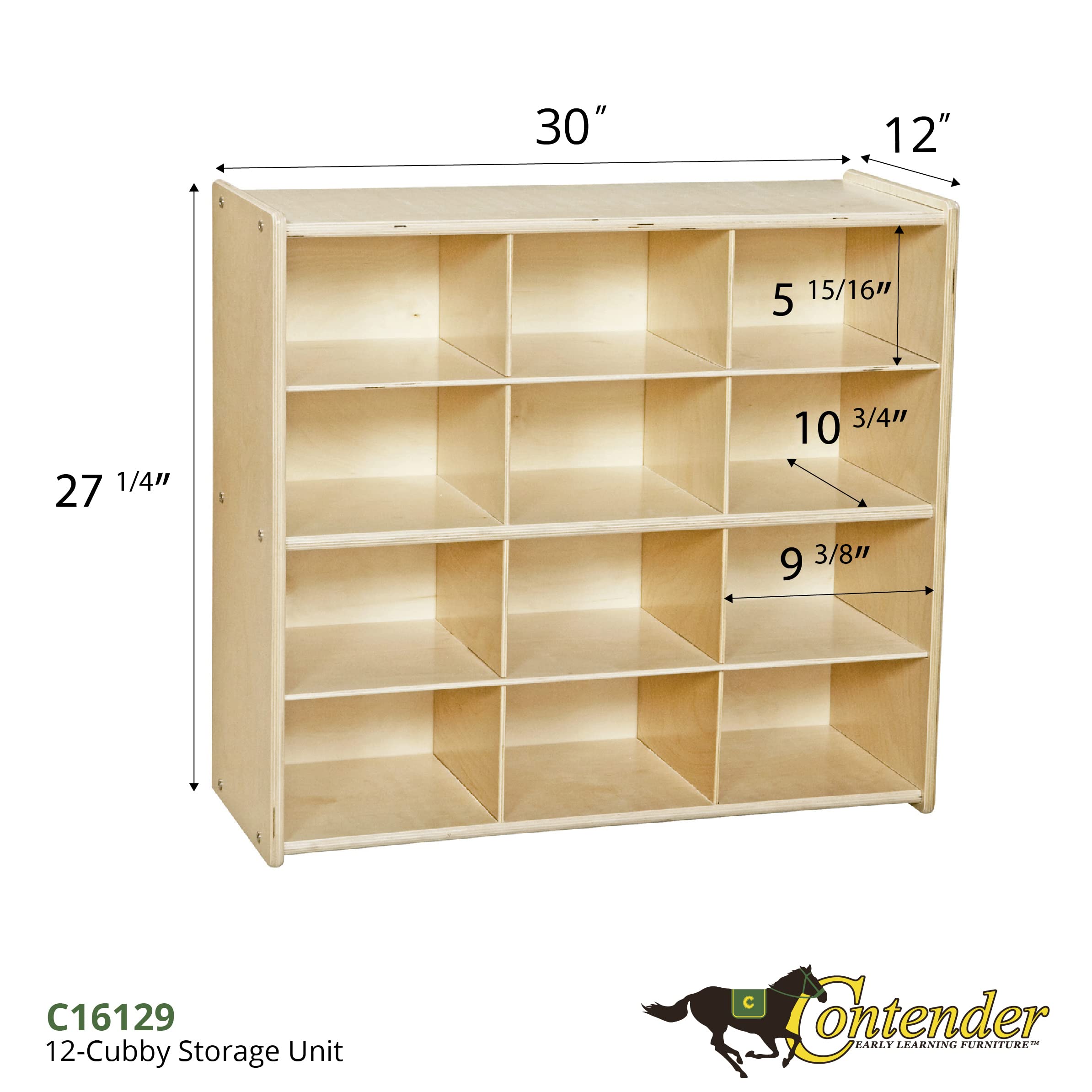 Contender 12-Cube Storage Cabinet with Orange Tray - Kids Art Supplies Organizer, Montessori Classroom & Homeschool Storage Unit [Fully Assembled] - Perfect for Playrooms, Daycares & Homeschool Classrooms