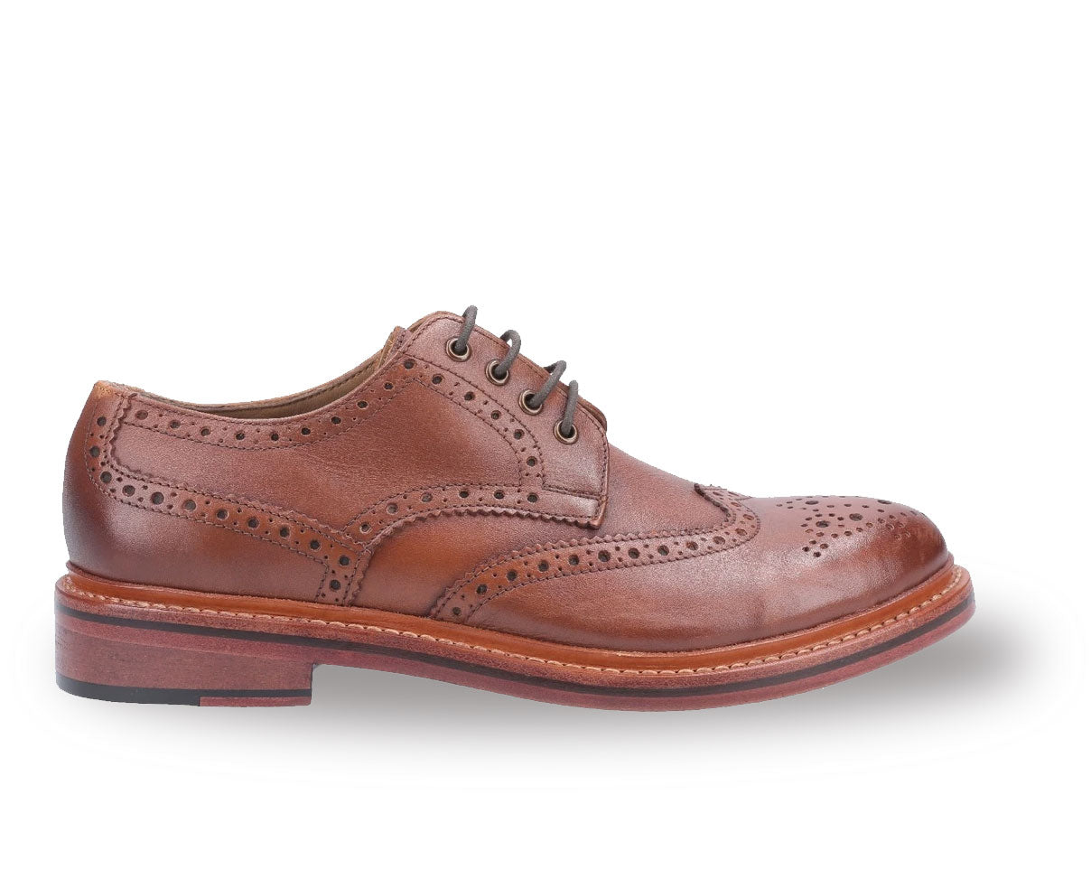 Cotswold Quenington Genuine Leather Brogue Shoes for Men - Classic Oxford Style Dress Shoes for Formal & Business Occasions