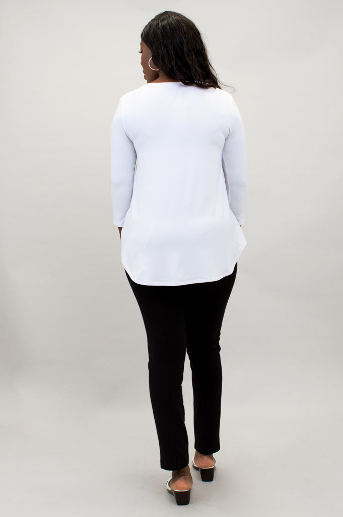 Jazz 3/4 Sleeve Top Women's Casual Shirt - Snow White Bamboo Fabric - Perfect for Music Festivals & Summer Outfits