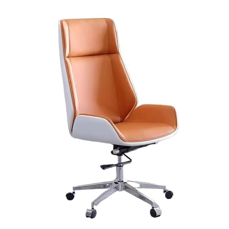 Ergonomic Office Chair - High Back Executive Desk Chair with Adjustable Height, No Armrest, Rolling Swivel Wheels - Perfect for Home Office, Study & Workspace (Orange)