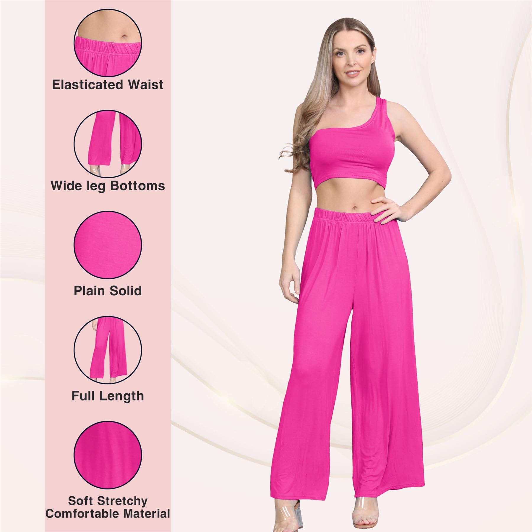 **Janisramone® Women's Plain Wide Leg Palazzo Pants | High Waisted Flowy Trousers for Women - Perfect for Office, Casual & Evening Wear**