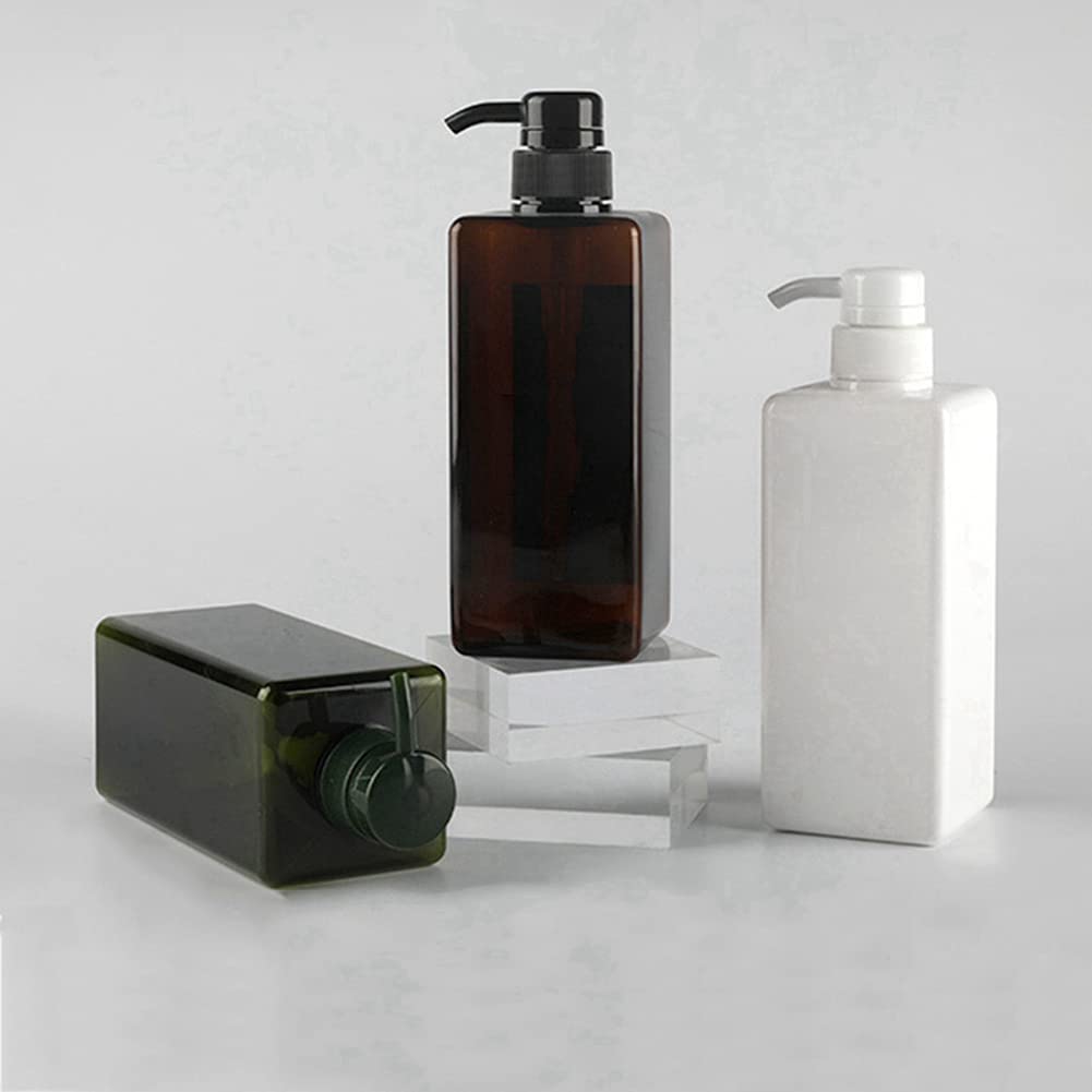 Ochine 1 Pack Refillable Square Plastic Pump Bottles - Clear Travel Shampoo & Lotion Containers with Dispenser for Body Wash, Moisturizer, Face Cream | Portable for Gym, Travel & Home Organization