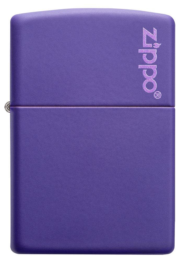Classic Purple Matte Zippo Lighter with Logo - Windproof Refillable Metal Lighter for Outdoor Camping, Smoking & Survival Kits