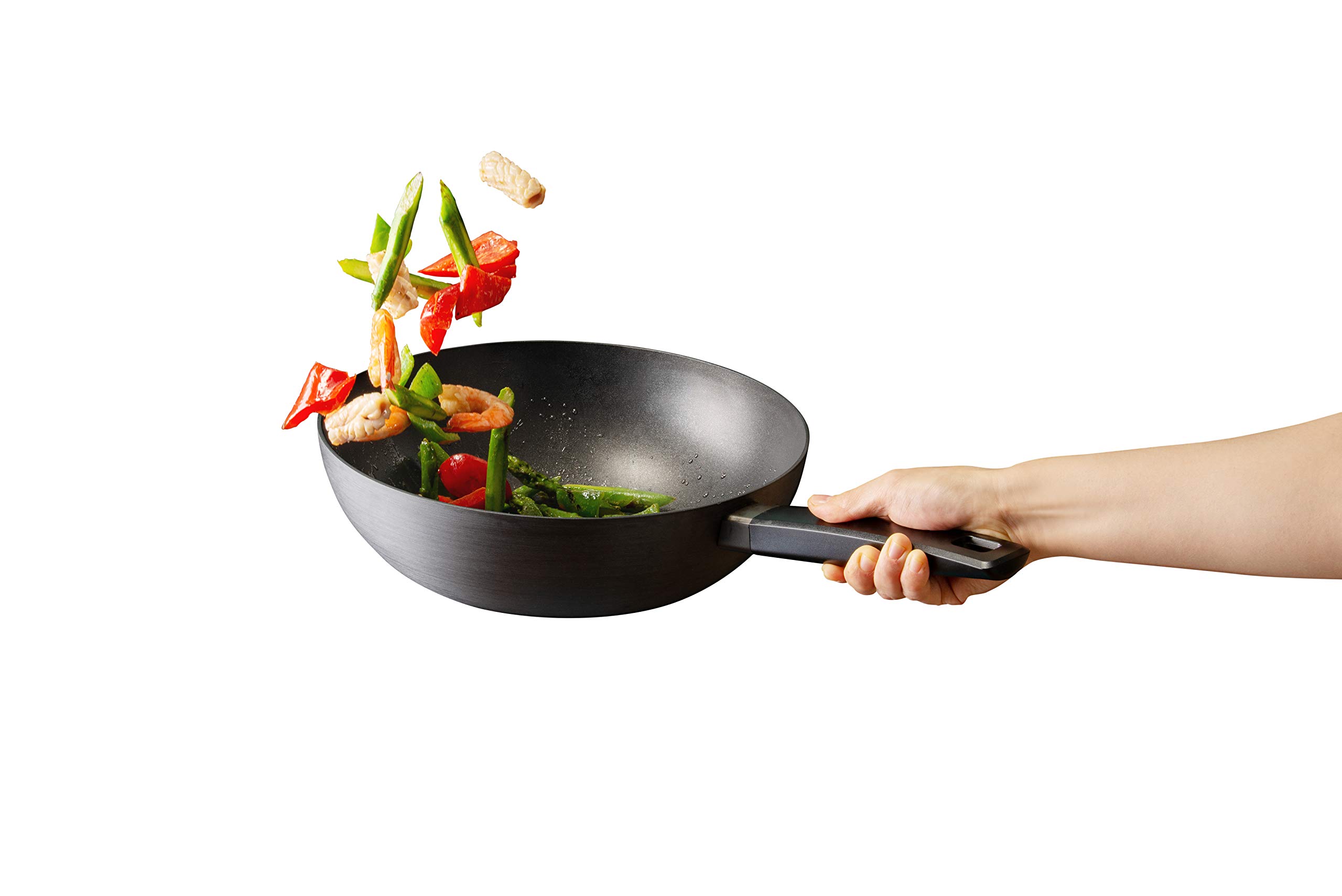 LocknLock 13 Inch Hard & Light Black Wok - Hard Anodized Aluminum Nonstick Cookware with Ergonomic Bakelite Handle, PFOA Free, Induction Compatible, Dishwasher & Oven Safe - Perfect for Stir-Frying, Sautéing & Asian Cooking