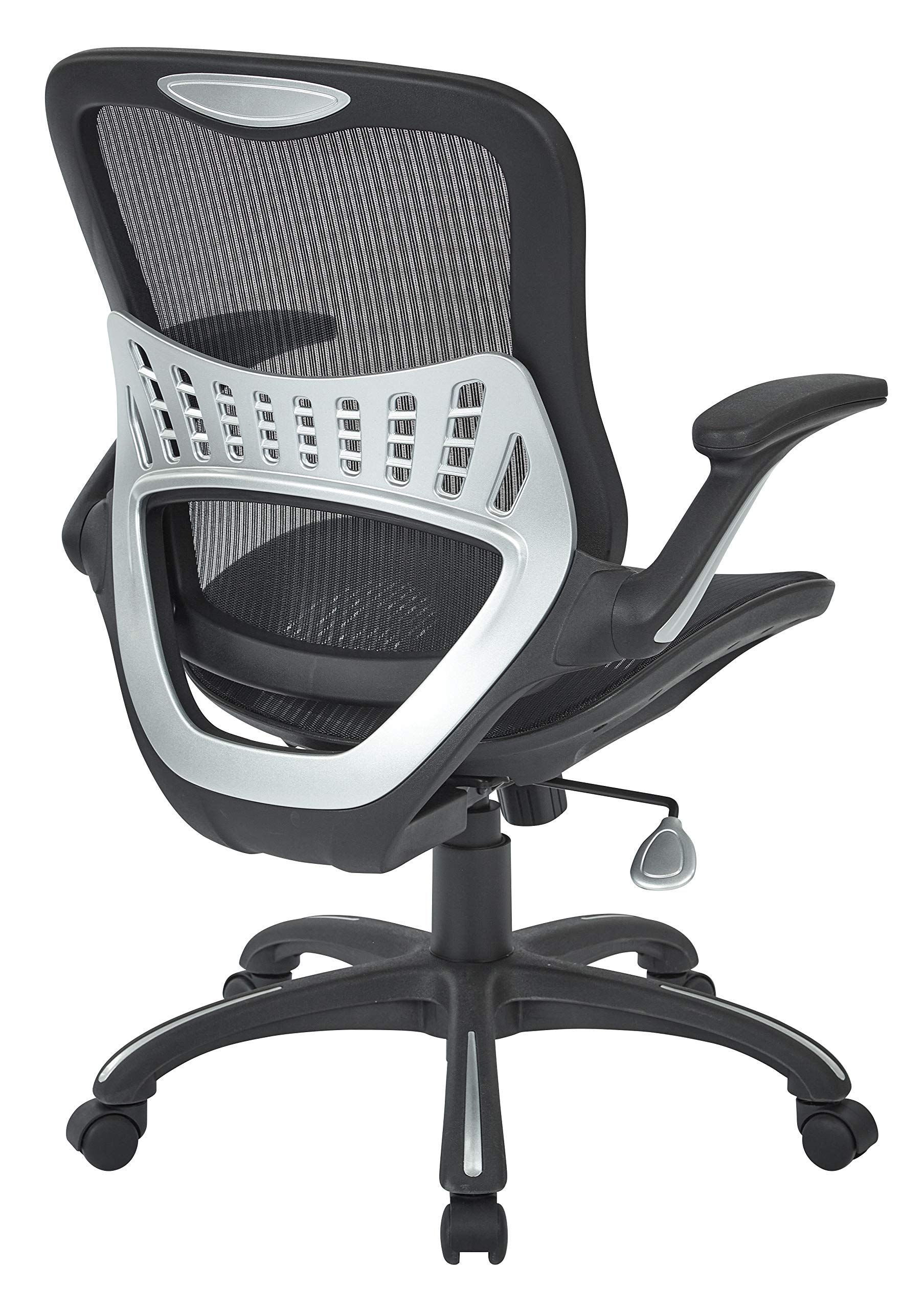 Office Star Riley Ventilated Mesh Office Chair - Ergonomic Manager's Desk Chair with Breathable Seat & Back Support, Black Base - Perfect for Home Office, Gaming & Workspaces