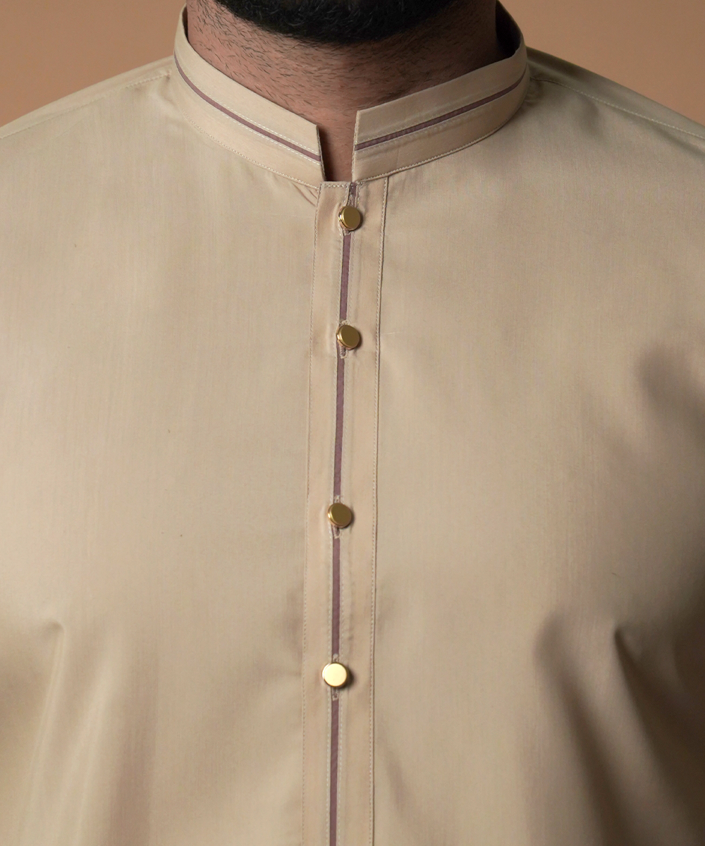 Stylish Beige & Light Gold Kurta Pants Set for Women | Comfortable Ethnic Wear for Festivals, Parties & Casual Outings
