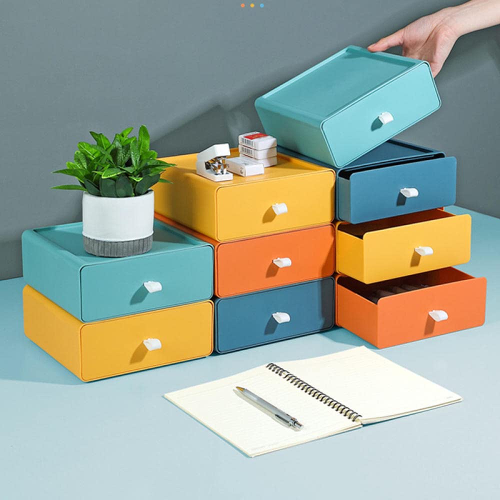 2-Pack Yellow Desktop Storage Box Drawers - Cosmetic & Office Desk Organizer for Makeup, Stationery, and Small Items - Perfect for Home, Office, and Dorm Organization