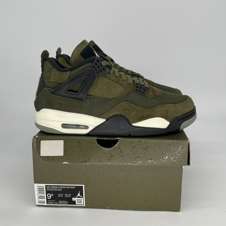 AIR JORDAN 4 CRAFT MEDIUM OLIVE Sneakers - Men's Size 9.5/Women's Size 11 - Style FB9927-200 - Retro Basketball Shoes for Casual Wear & Street Fashion