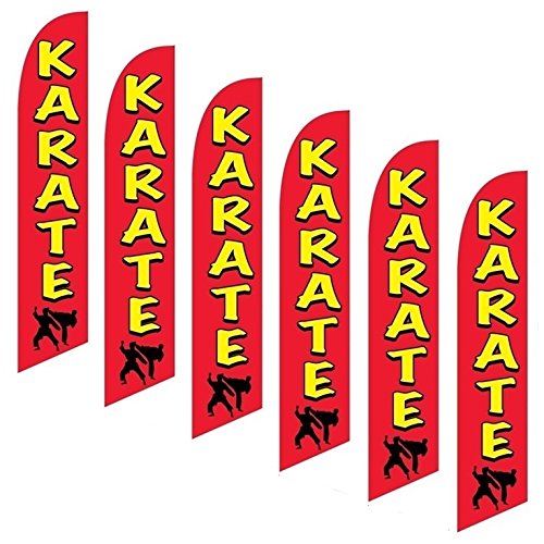 6 Pack Swooper Karate Flags - Red & Yellow Martial Arts Training Equipment for Dojo, Tournaments & Home Practice