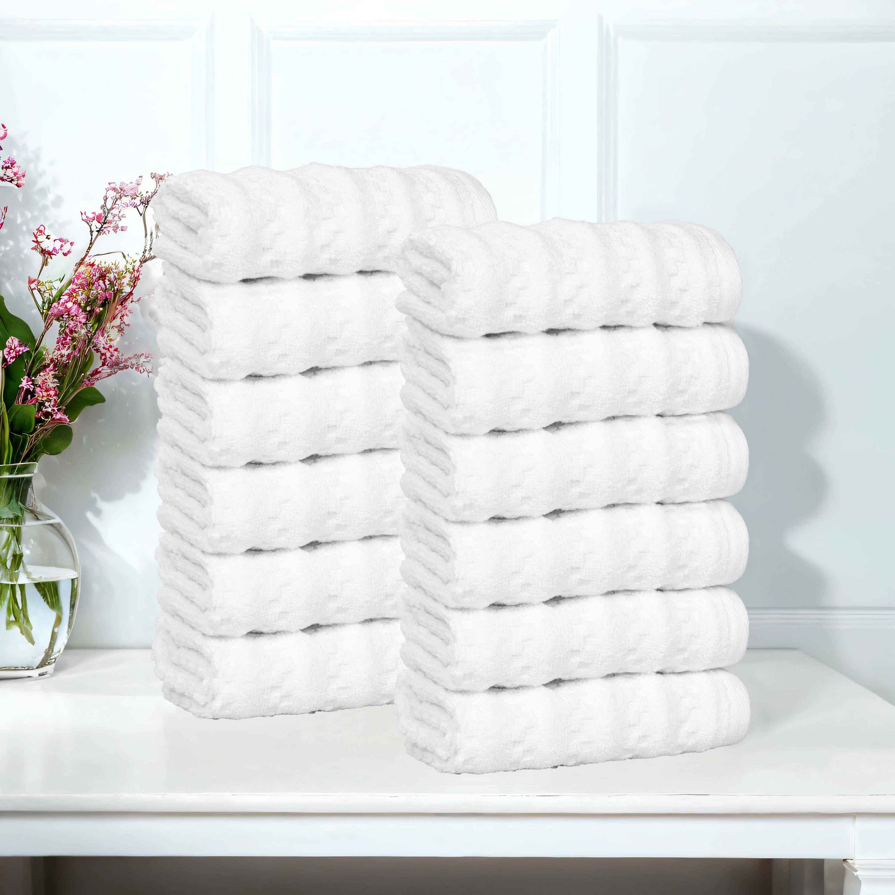 Zuma Zero Twist Cotton Medium Weight Face Towels & Washcloths - 12 Pack | Soft & Absorbent for Spa, Gym, Baby Care & Daily Use