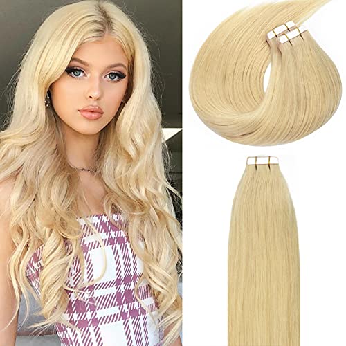 Luxury 20pcs #613 Bleach Blonde Tape-in Hair Extensions - 18