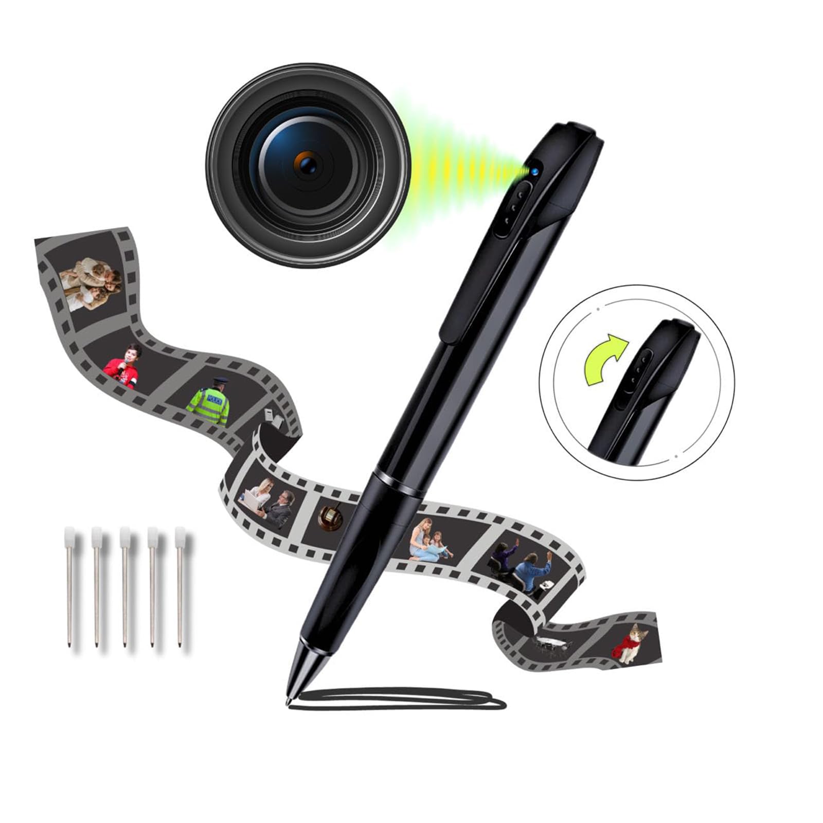 1080P HD Hidden Spy Camera Pen - Mini Nanny Cam with Loop Recording & Photo Function for Home Security, Office, Learning & Business - Discreet Surveillance for Meetings, Lectures & Child Monitoring