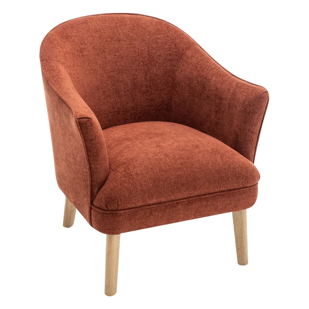 Elsa Occasional Chair - Soft Terracotta Chenille Upholstered Accent Chair for Living Room, Bedroom, or Office - Perfect for Reading Nook, Lounge Area, and Home Decor