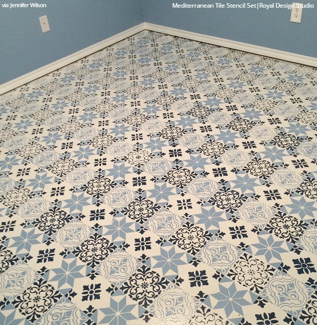 Mediterranean Tile Stencil Set for DIY Home Decor - Reusable Painting Templates for Walls, Floors, and Furniture - Perfect for Kitchen Backsplash, Bathroom, and Outdoor Projects