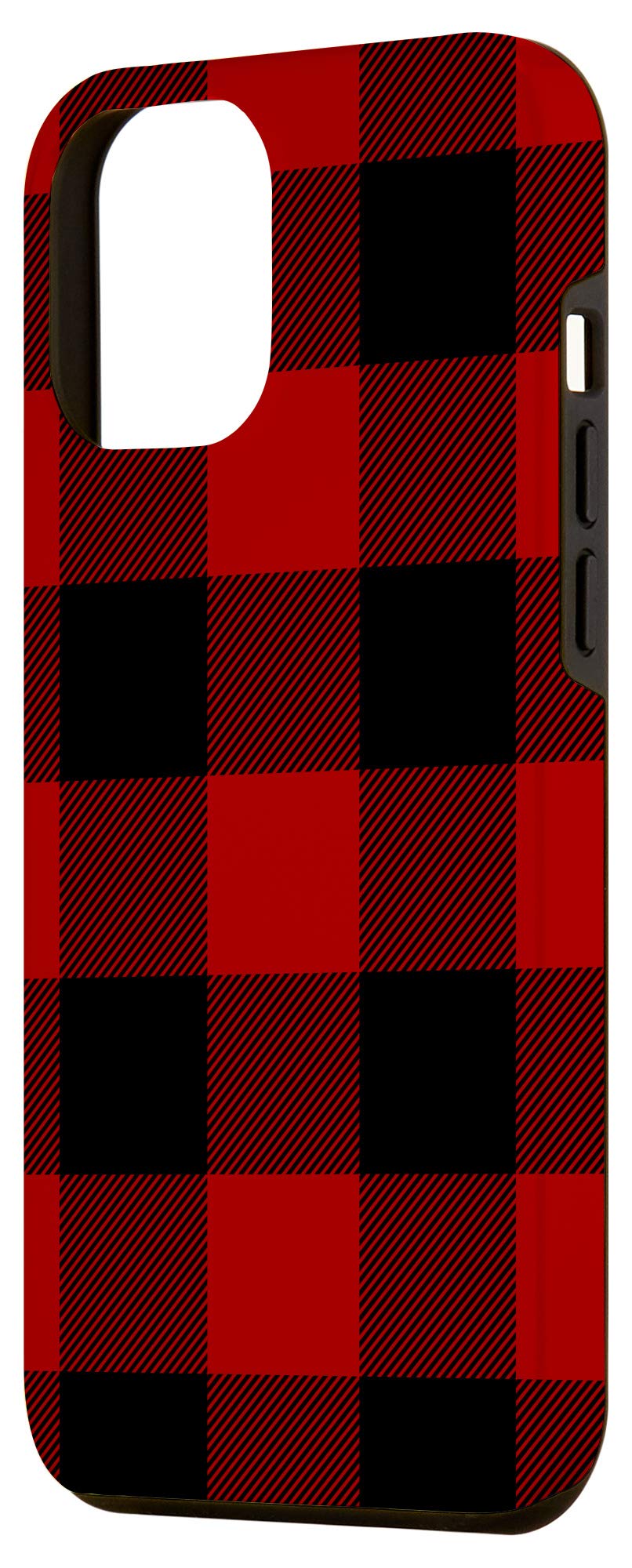 iPhone 12 Pro Max Case - Black & Red Buffalo Plaid Print Design | Shockproof Protective Cover for Everyday Use, Work & Travel